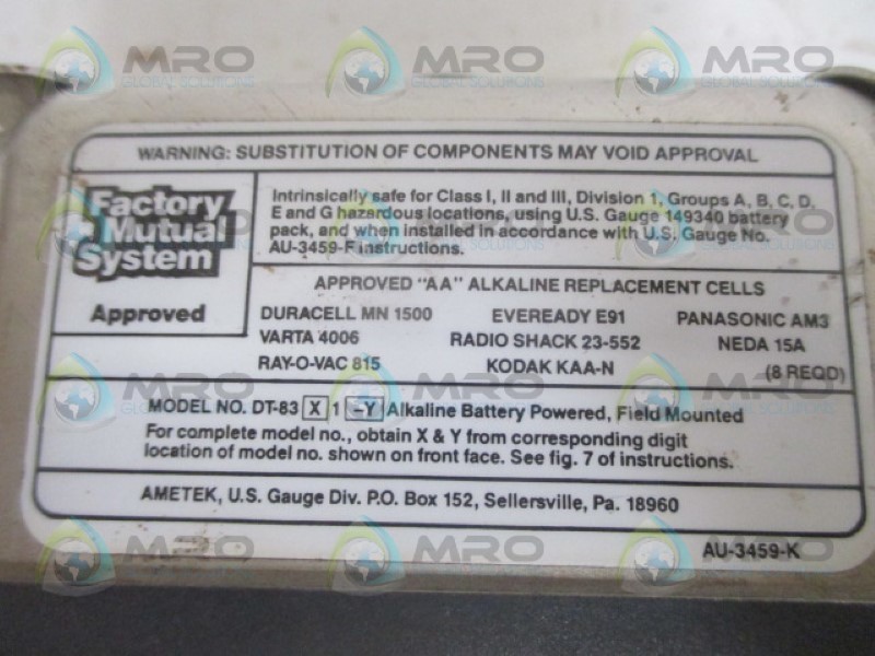 FACTORY MUTUAL SYSTEM DT-83-X1-Y TEMPERATURE READOUT (AS PICTURED) UNMP