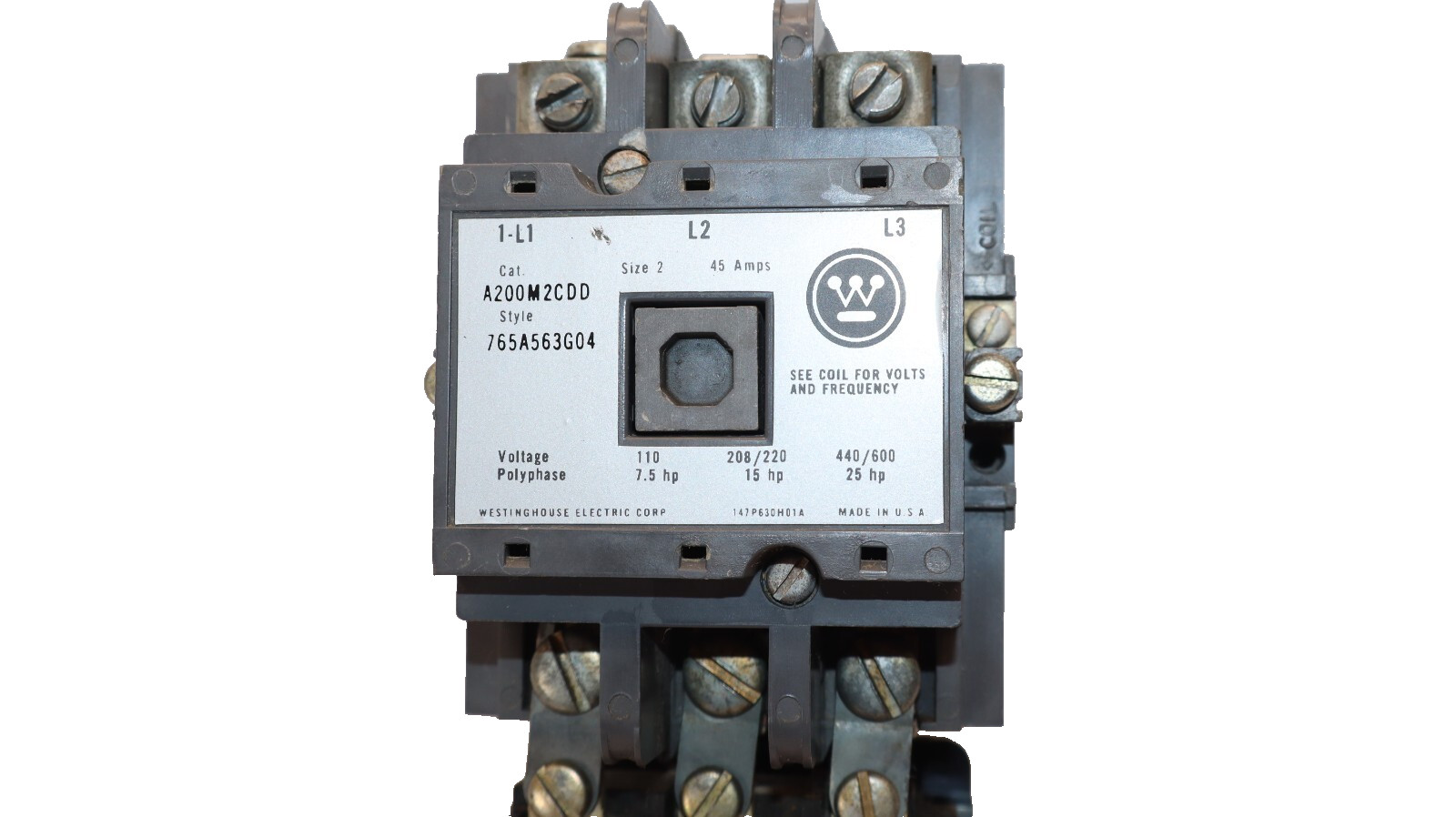 WESTINGHOUSE A200M2CDD , 765A563G04 Size 2 45Amp Motor Starter