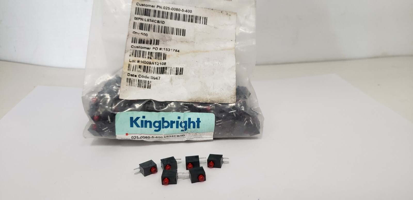 KINGBRIGHT L934CB/ID SINGLE LIGHT RED CIRCUIT BOARD INDICATORS (BAG OF 500) NNB