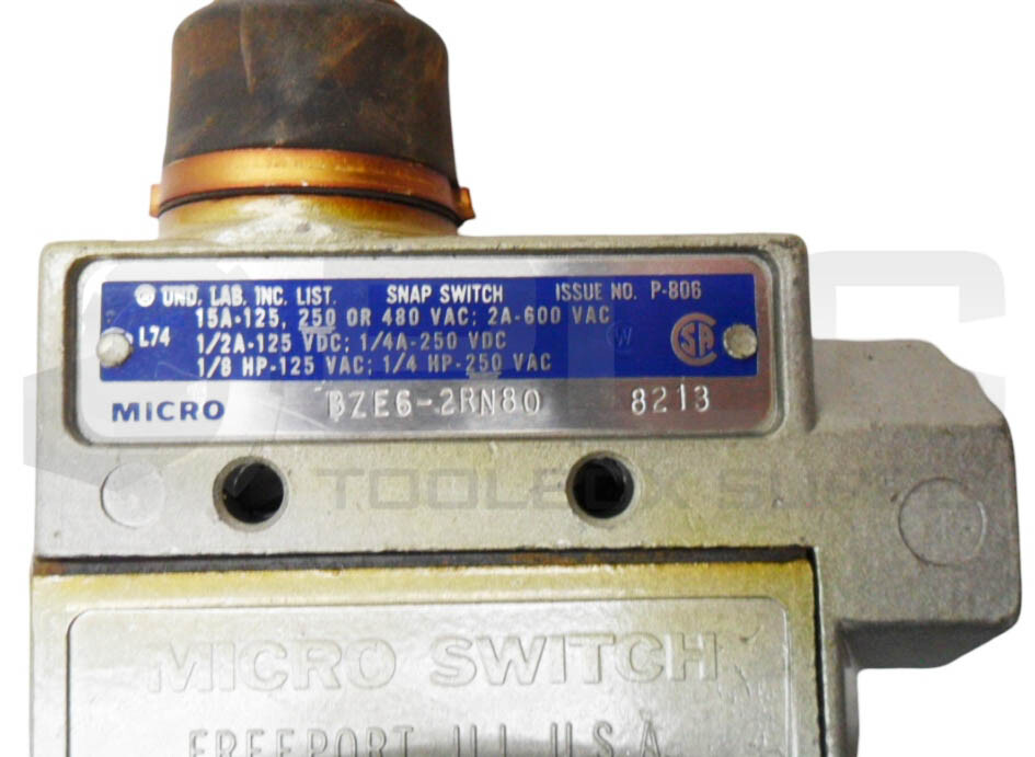 NEW MICRO SWITCH BZE6-2RN80 LIMIT SWITCH 15A 600VAC 250VDC *READ*