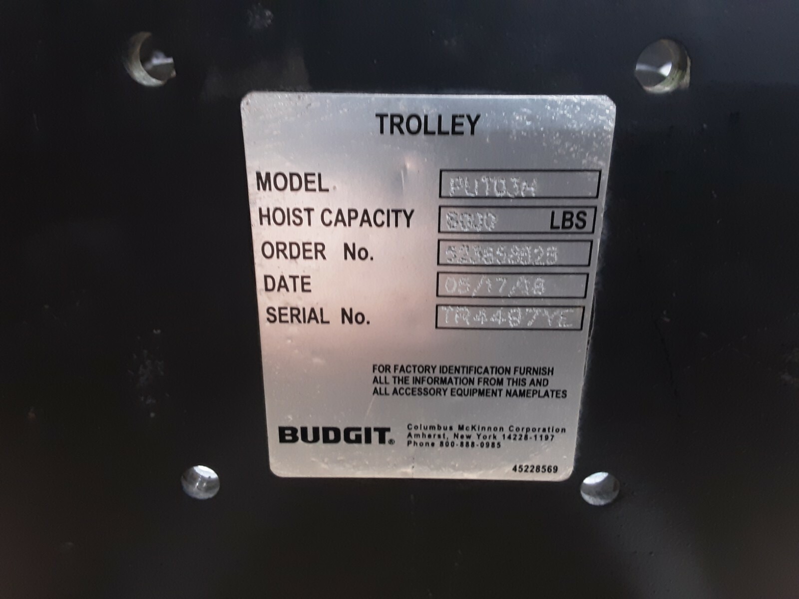 BUDGIT WHEEL ASSEMBLY Trolley #2019B66PR3
