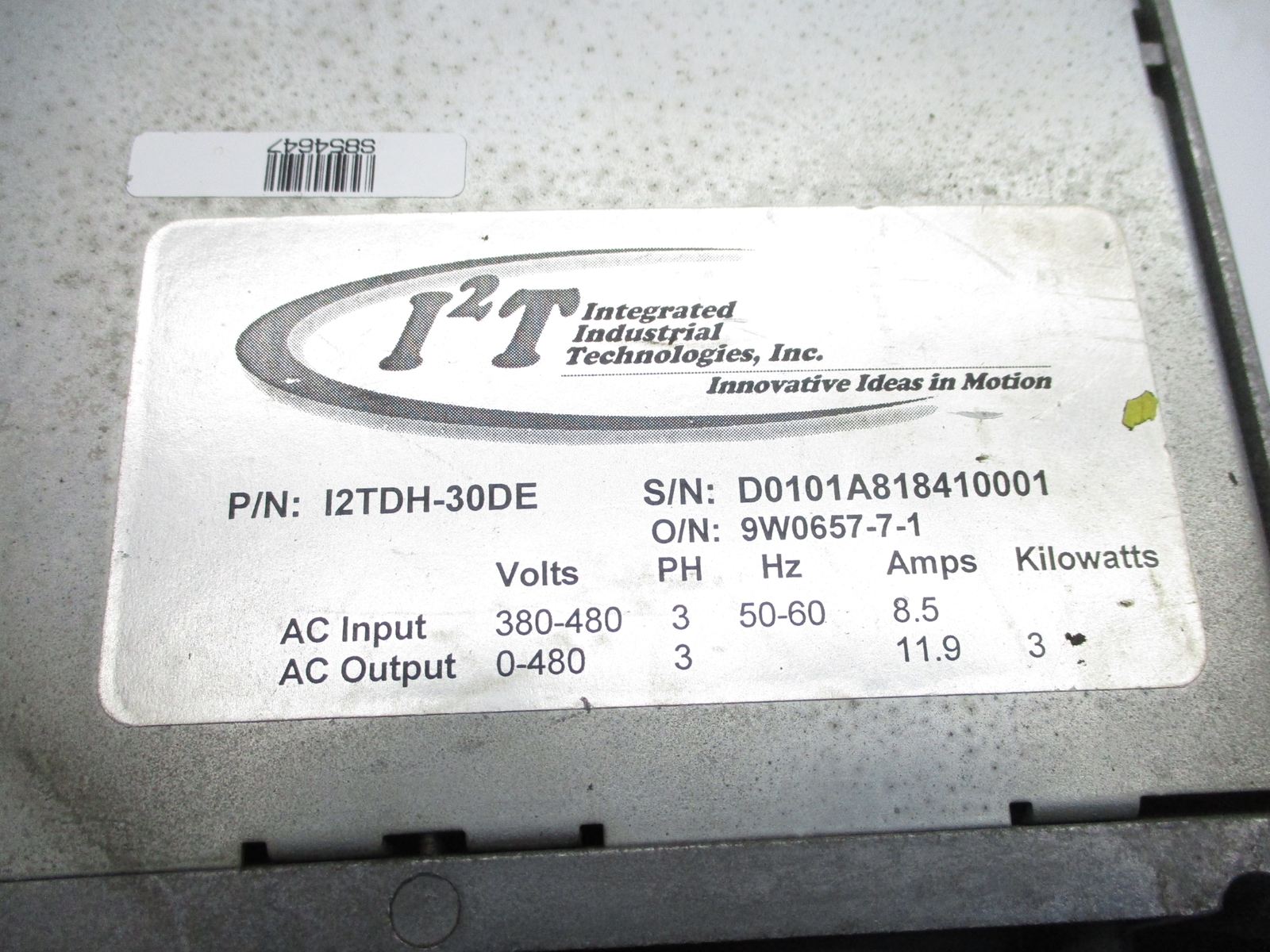 INTEGRATED INDUSTRIAL TECHNOLOGIES I2TDH-30DE UNMP