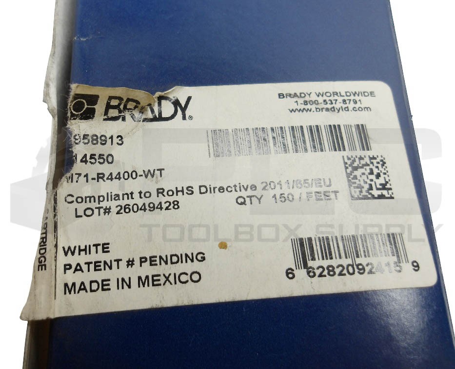 NEW BRADY M71-R4400-WT RIBBON CARTRIDGE WHITE 50′