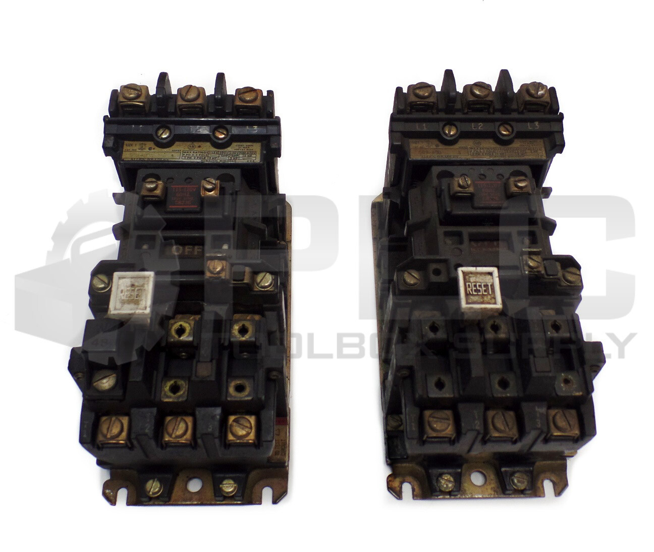 LOT OF 2 ALLEN BRADLEY 509-AOD SER A MOTOR STARTER, 115-120V 60Hz / 110V 50Hz