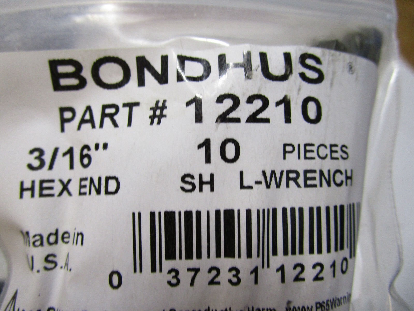 Bondhus ProGuard 3/16 in Hex Short Arm L-Wrench 12210 QTY 30