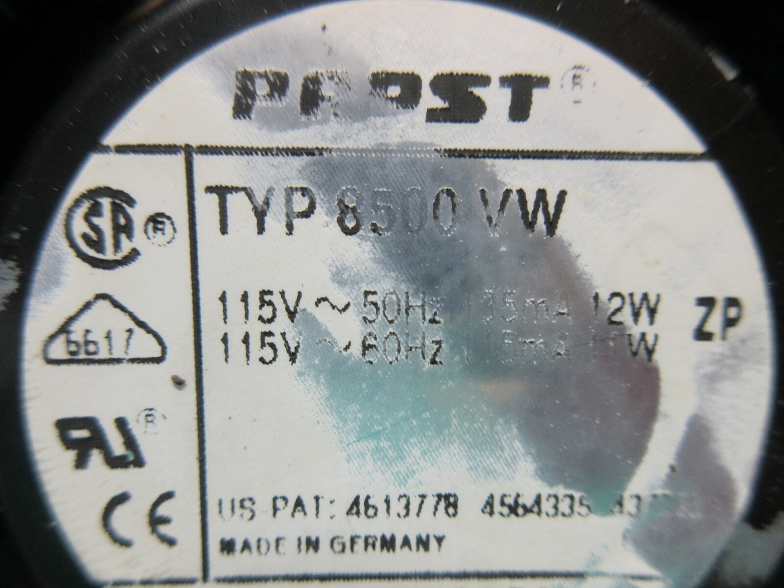 PAPST FAN UNIT TYP 8500VW 12W ZP