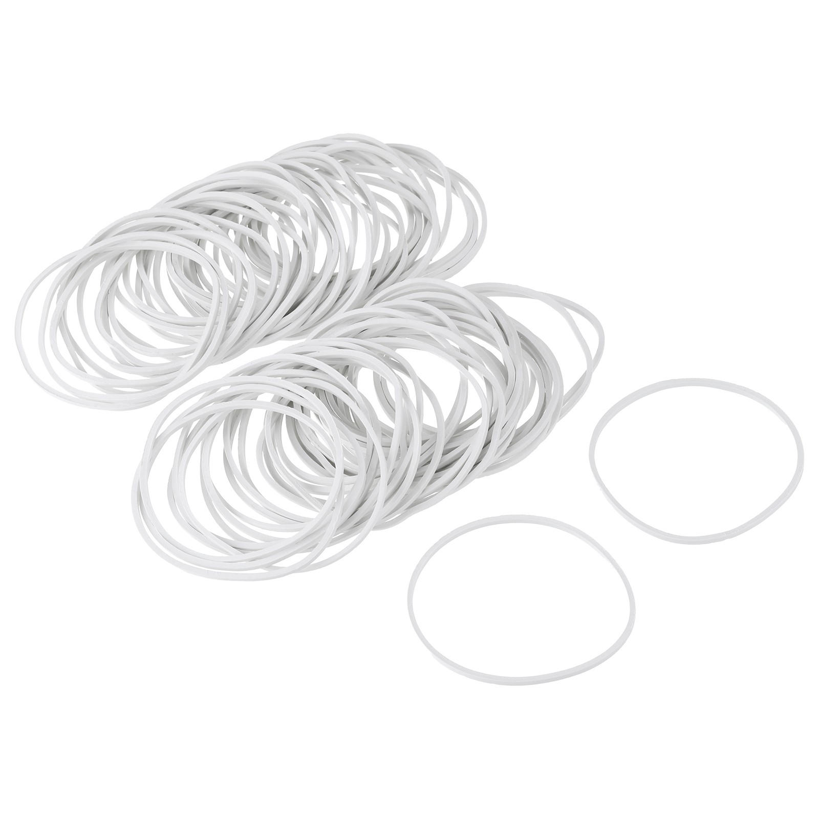 100 Pack Rubber Band Stretchable Elastic Band White 50mm x 1.4mm Rubber Bands