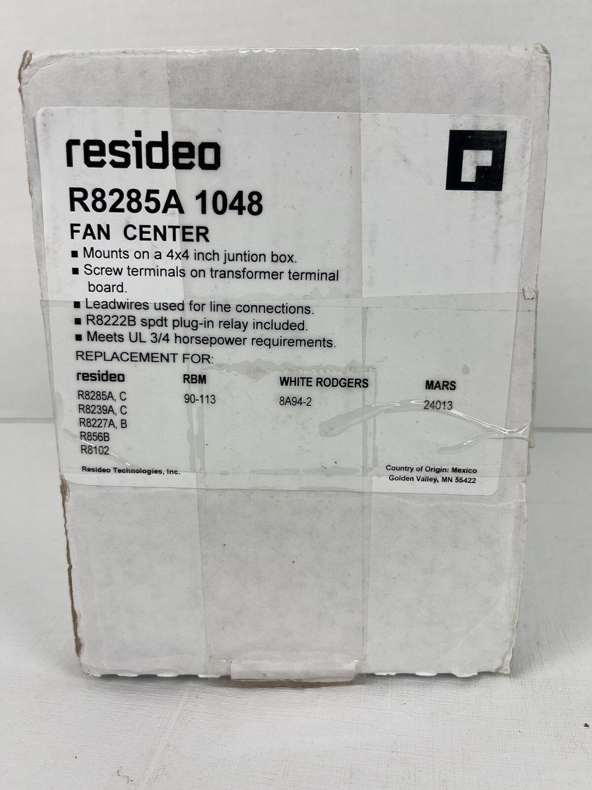 RESIDEO BRAUKMANN R8285A 1048 – 40 VA Fan Center w/ SPDT Switch Includes R8222B
