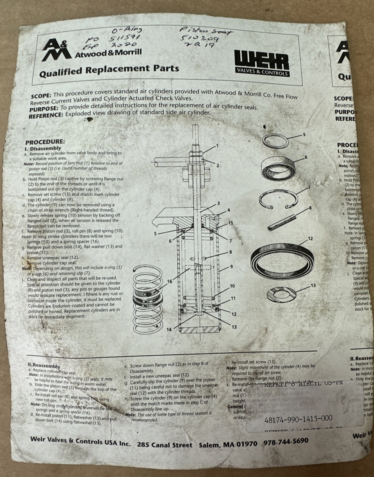 BRAND NEW SURPLUS- Weir / Atwood & Morrison 48174-990-1415-000 6″ || WARRANTY!!