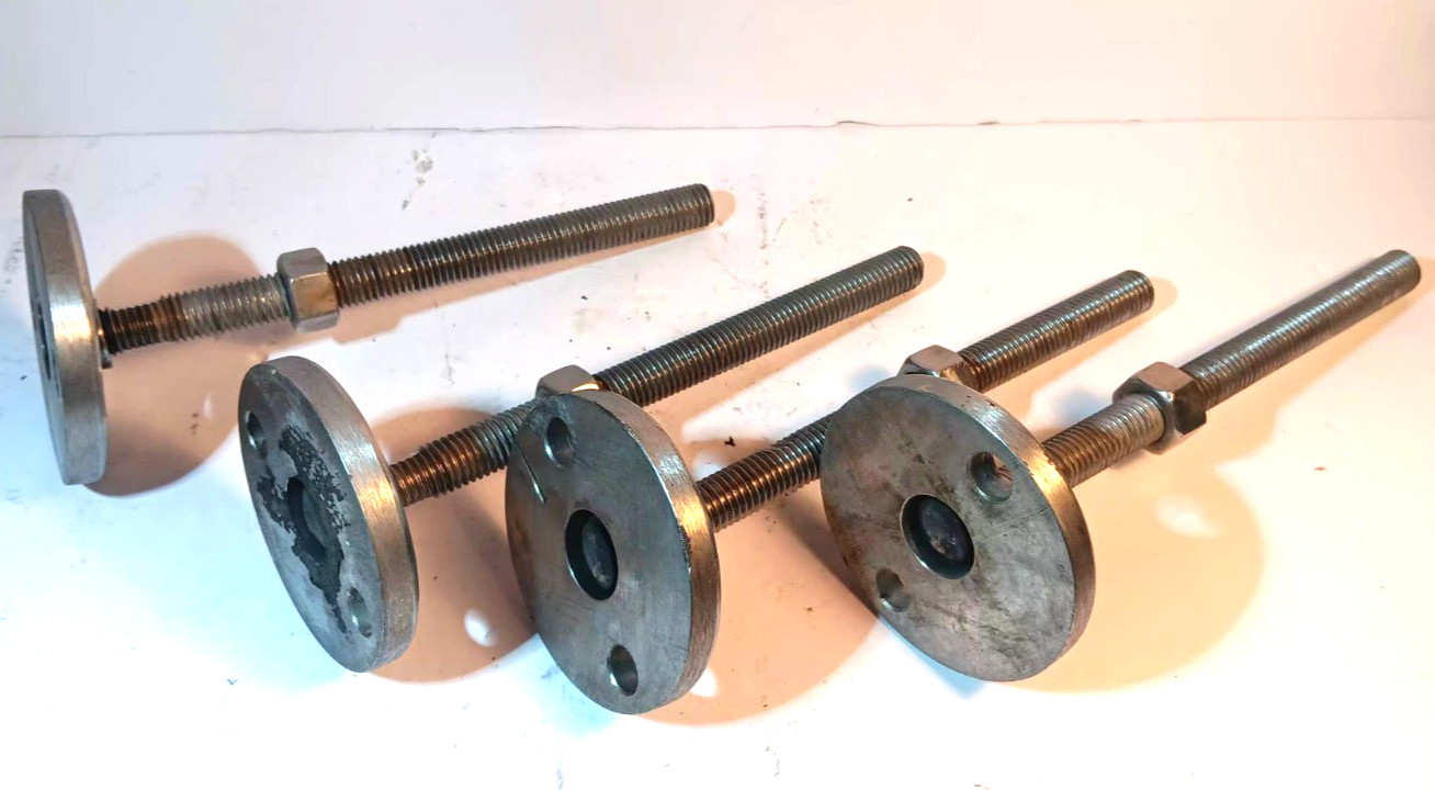 Lot of 4, 3″ Stainless Steel Swivel Leveling Feet w/ 5/8″-11 x 8″ Stems