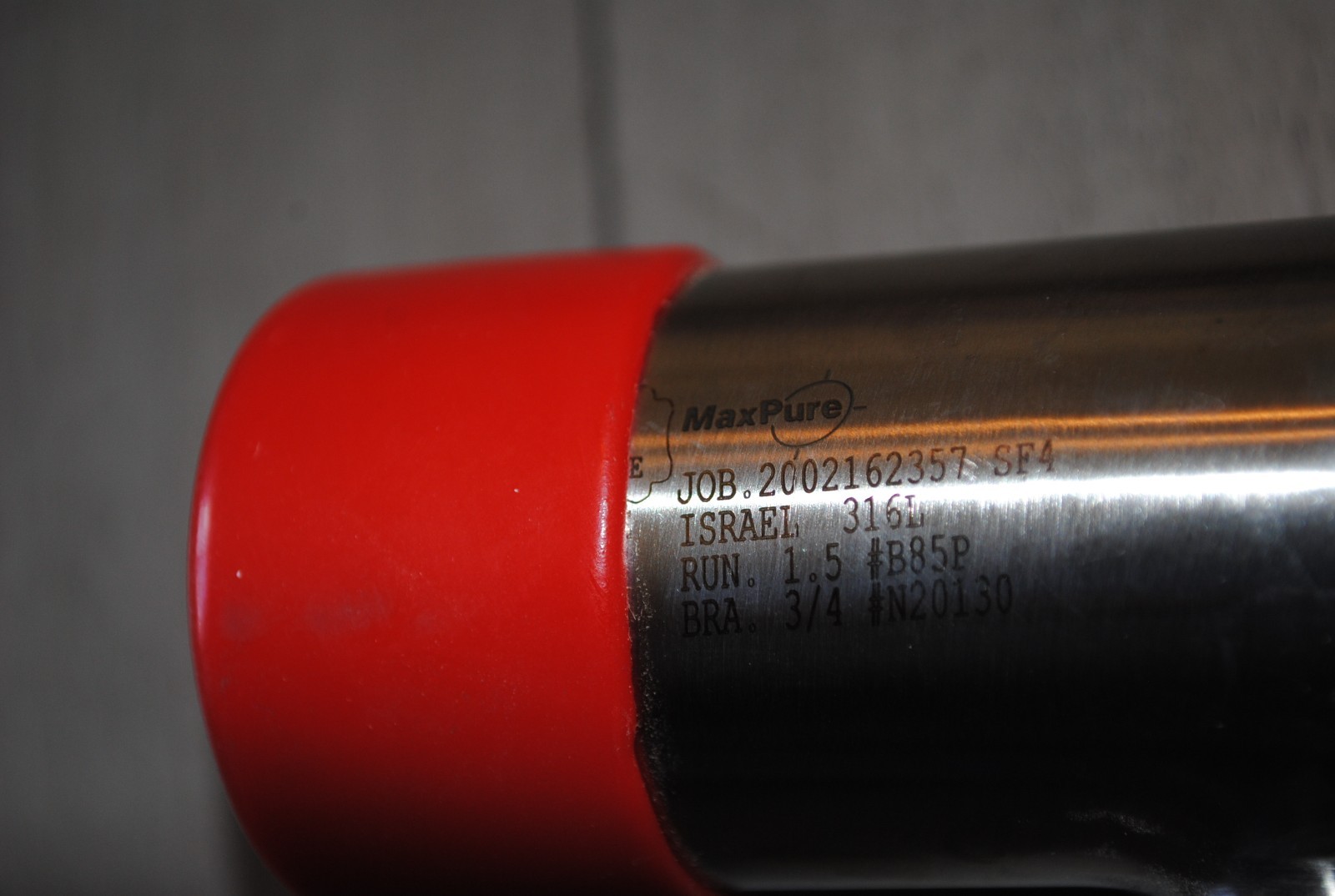ASME MAXPURE JOB 2002162357 SF4 Israel 316L RUN 1.5 #B85P BRA 3/4 #N20130 NOS FS