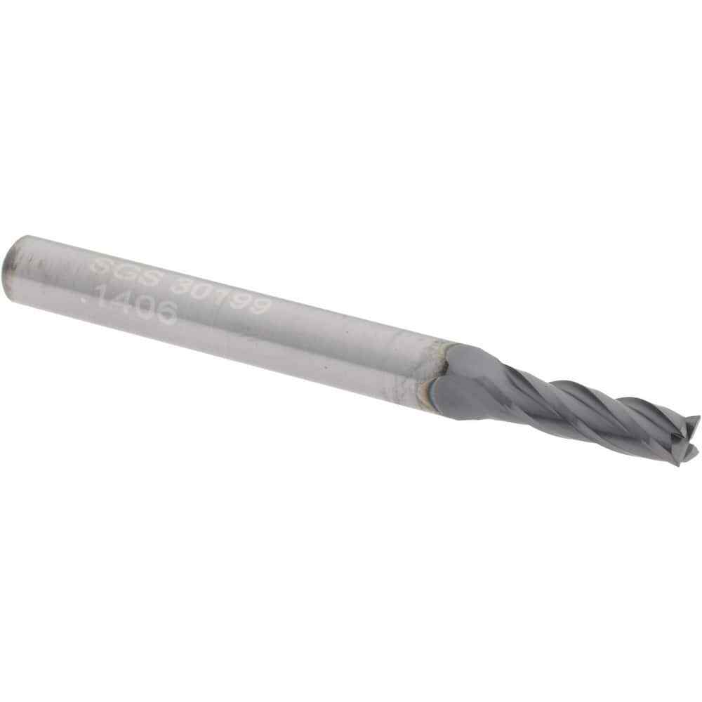 SGS 30199 Square End Mill: 9/64″ Dia, 1/2″ LOC, 3/16″ Shank, 2″ OAL, 4 Flutes