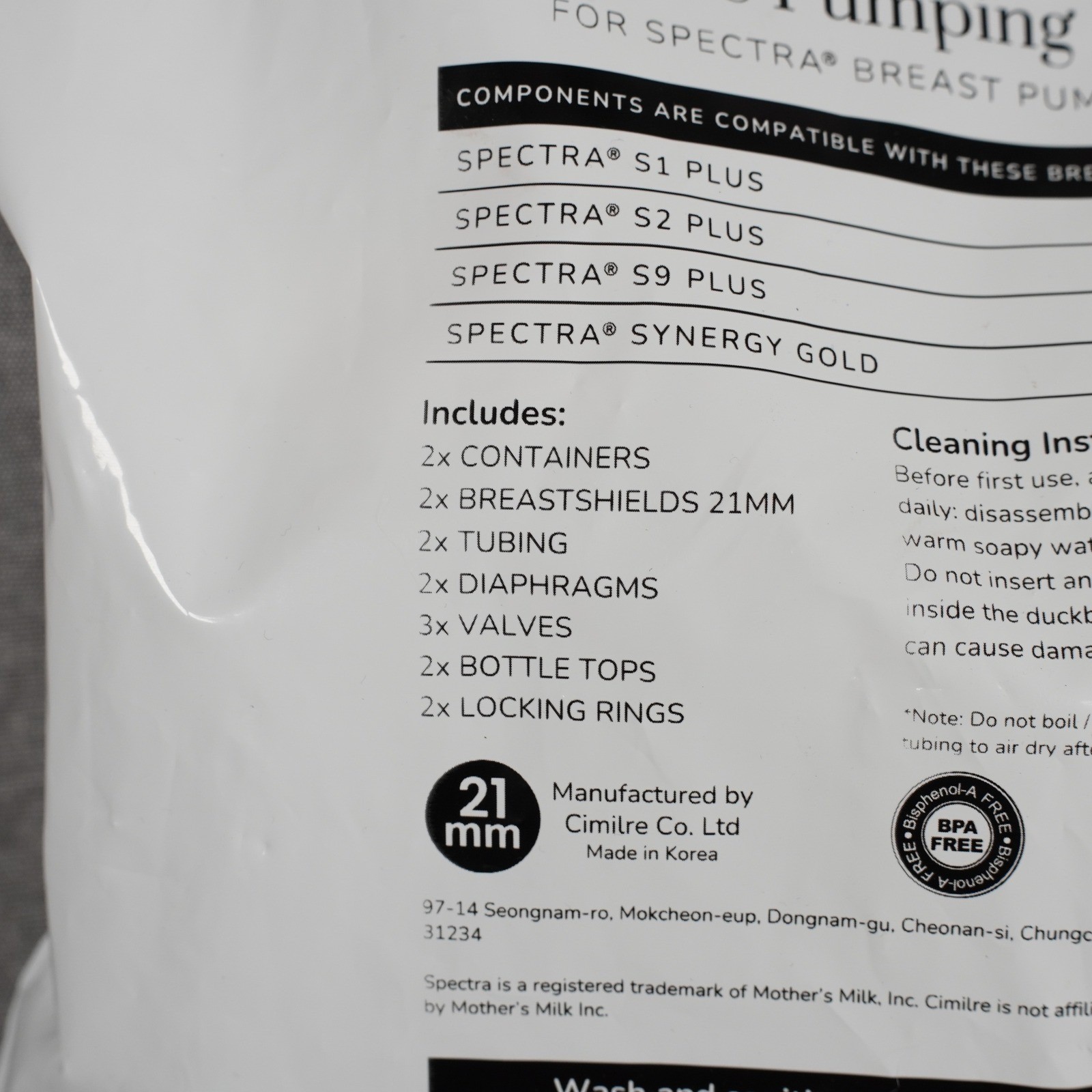 Aeroflow Double Pumping Kit for Spectra Breast Pumps 21mm