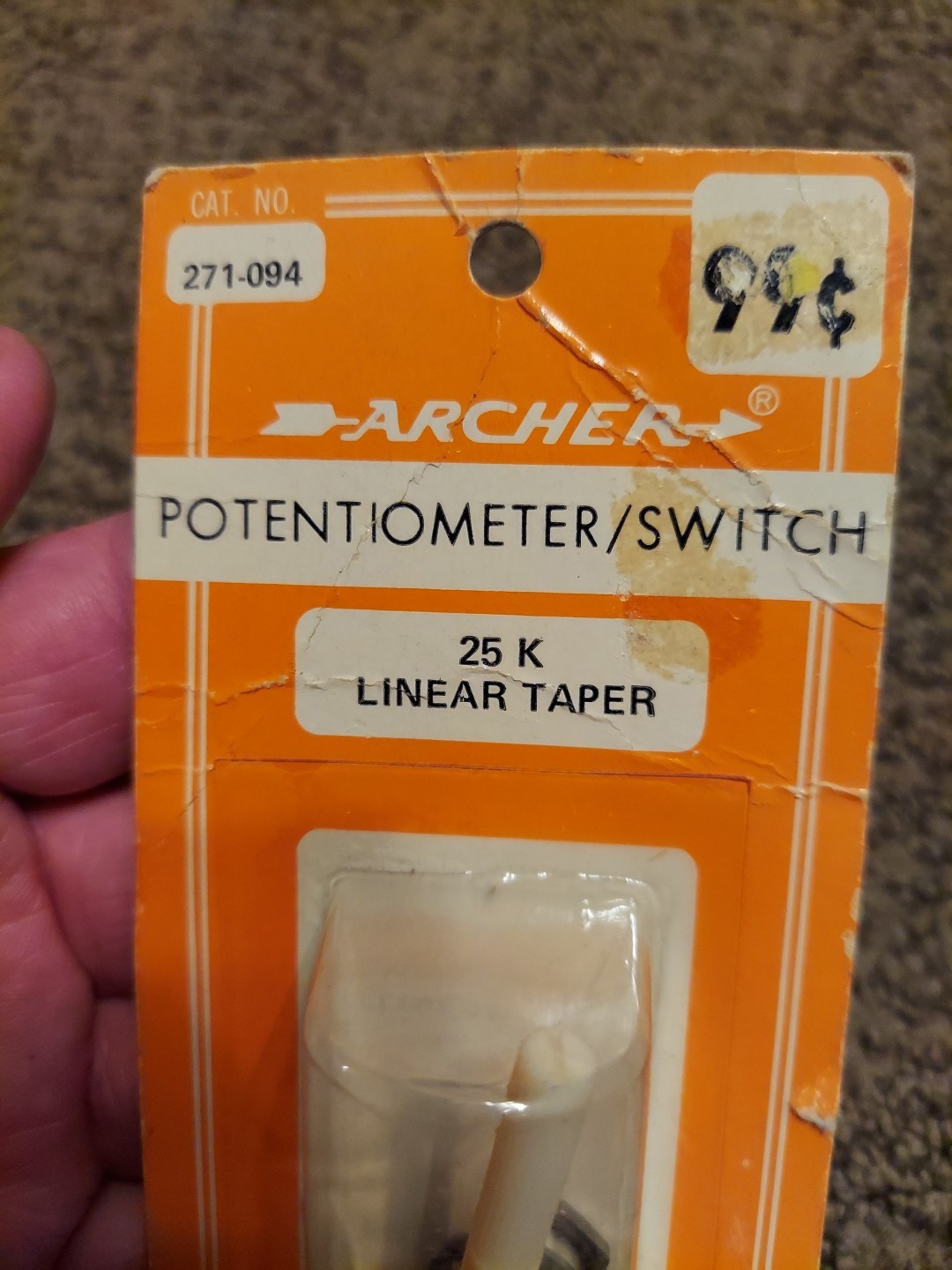 271-094 ARCHER 25 K LINEAR TAPER POTENTIOMETER/ SWITCH RADIO SHACK NOS