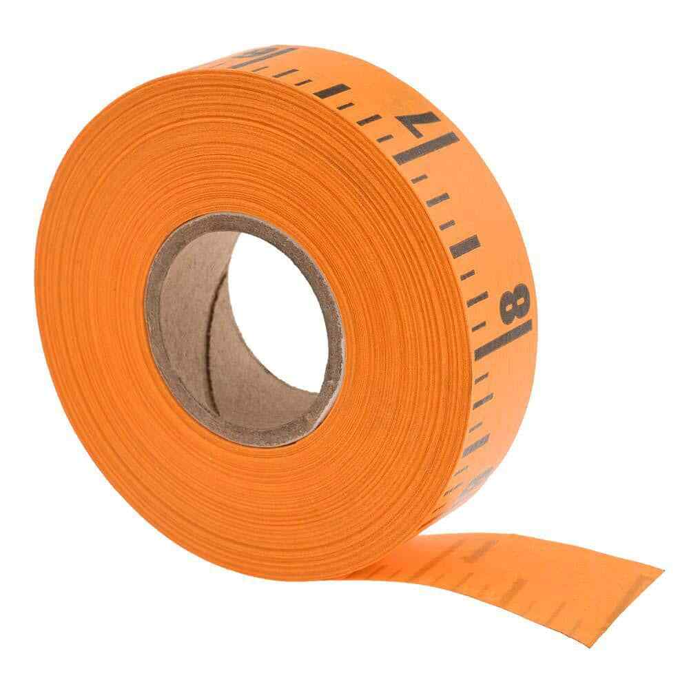 Orange 60 Foot Adhesive-Back Tape Measure, Reads Right to Left, 1/4″ Graduation