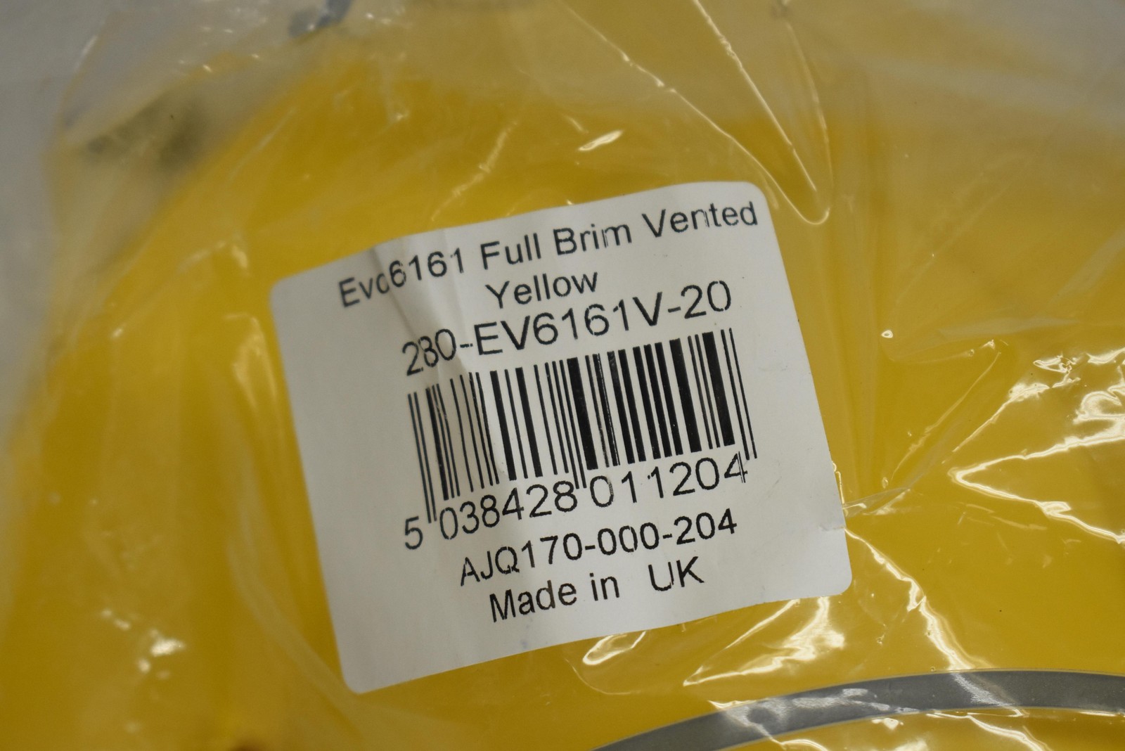 JSP EV6161V Full Brim Vented Hard Hat Helmet Yellow Made in UK Adjustable PPE