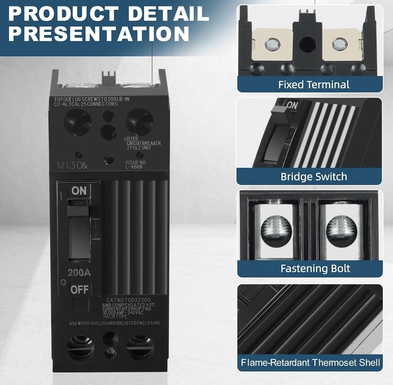 TQD22200 2 Pole 200 Amp Circuit Breaker GE Compatible
