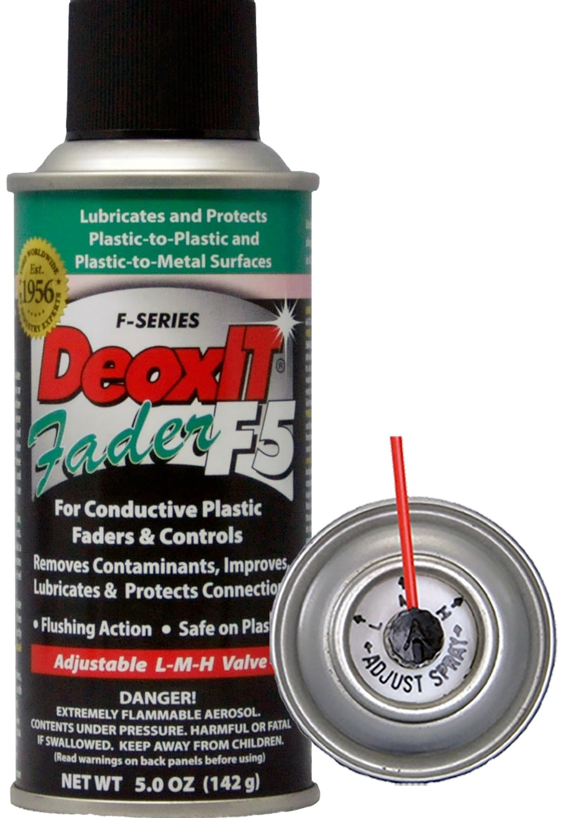 DeoxIT Fader F5S-H6 Spray, Rejuvenates/Lubricates/Protects Faders, Conductive…
