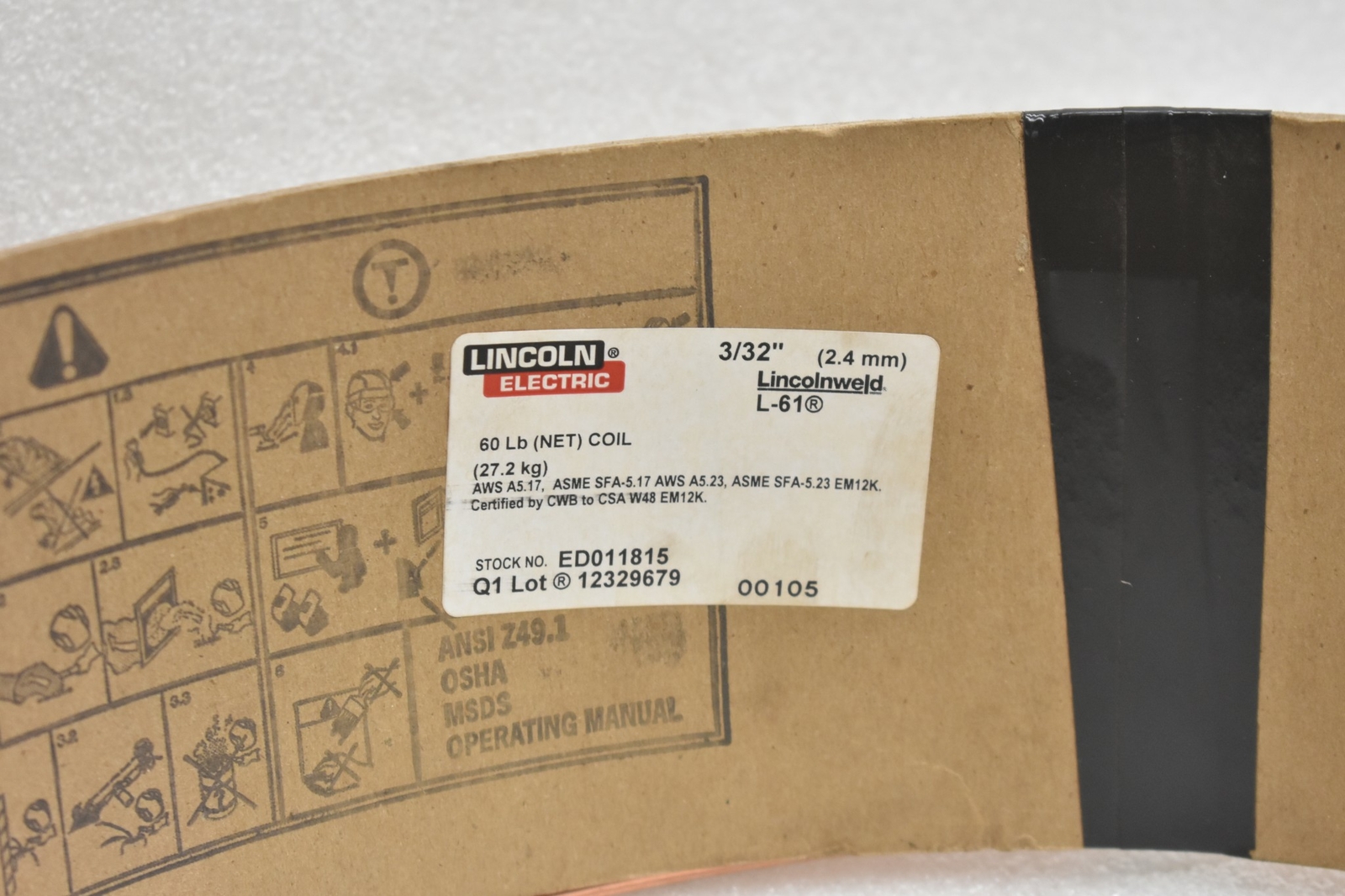 Lincoln Electric 3/32″2.4mm ED011815 Welding Wire L-61. 5 LBS LINCOLN WELD
