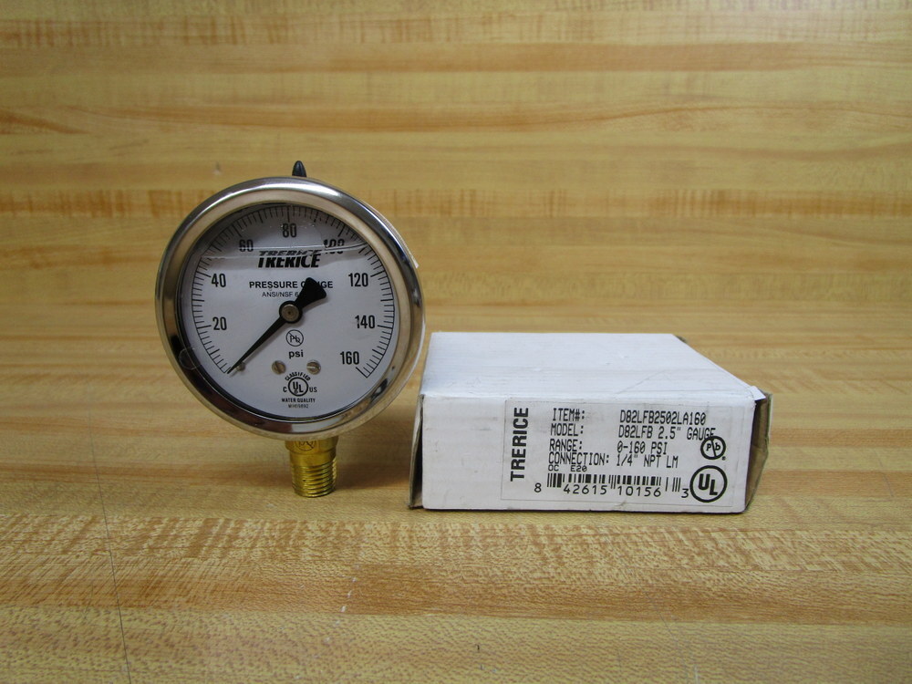 Trerice D82LFB2502LA160 Pressure Gauge 0-160 PSI