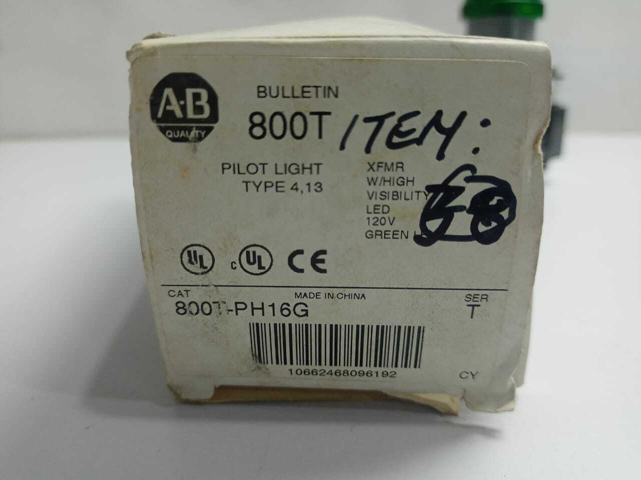 Abb 800T-PH16G Pilot Light Ser T Input 120V 50/60Hz Lamp Number N318G