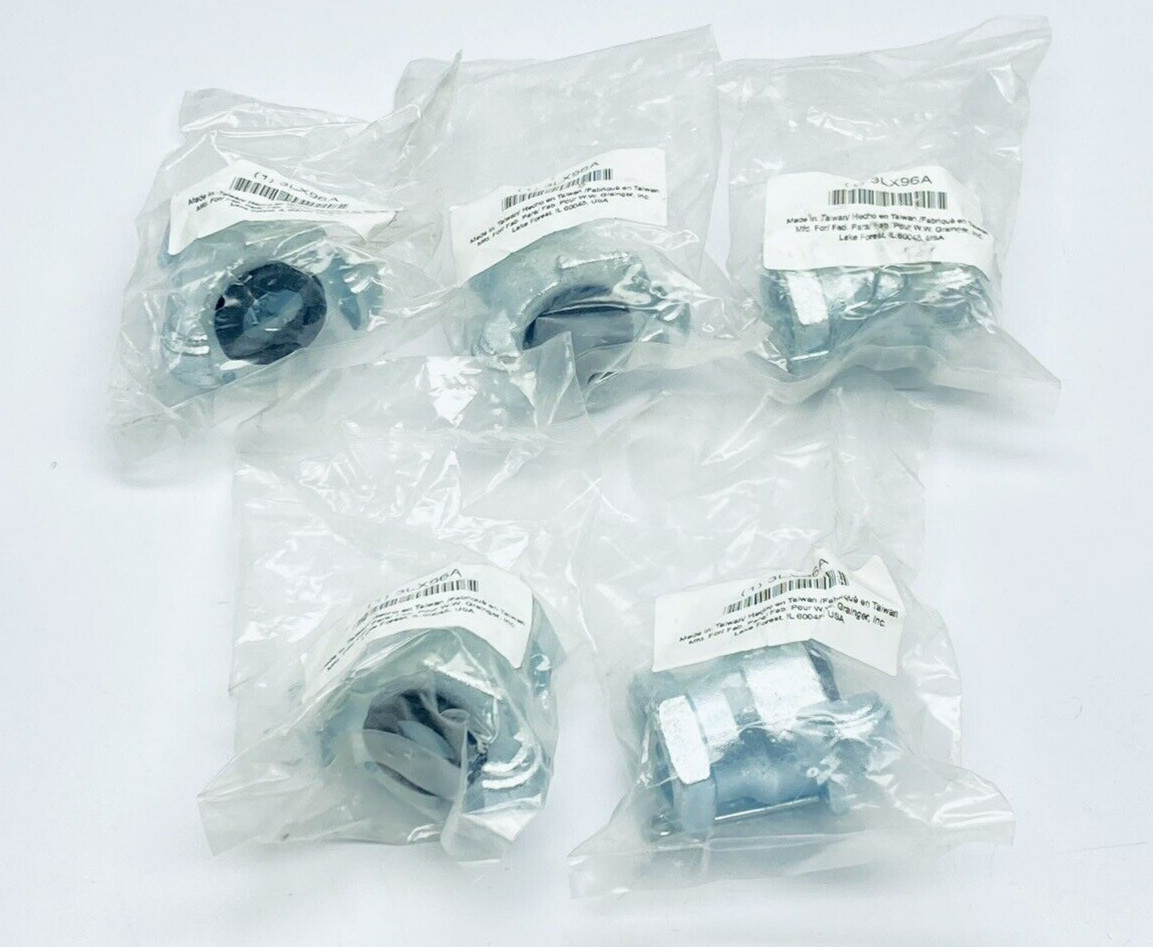 LOT OF 5 UNUSED GRAINGER 3LX96A 3/4″ UNIVERSAL COUPLING/THREADED HOSE FITTING