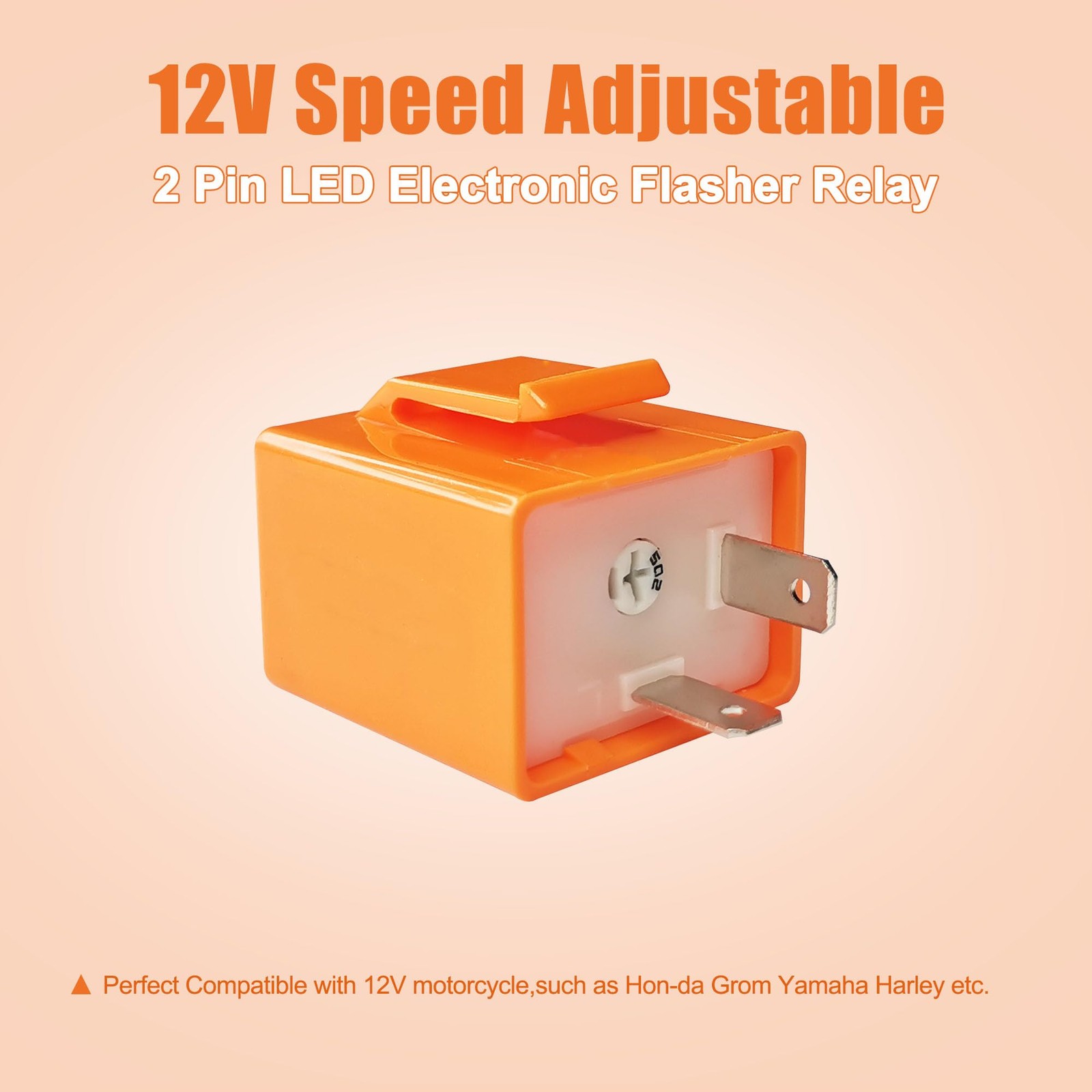 2Pcs 2Pin 12V Speed Adjustable LED Electronic Flasher Relay Fix Motorcycle Tu…