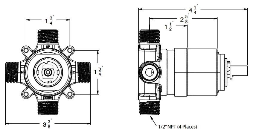 Huntington Brass P1023199 1/2″ MPT x MPT Forged Brass Shower Valve
