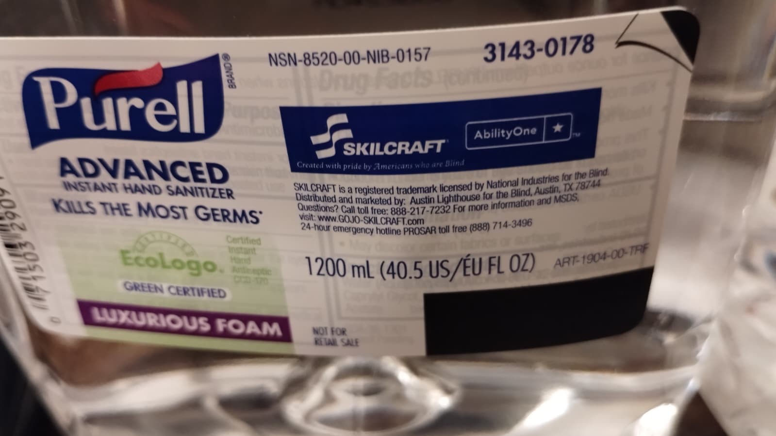 Purell Advanced Instant Hand Sanitizer Foam – 1,200 mL Refill – 2 Pk 3143-0178