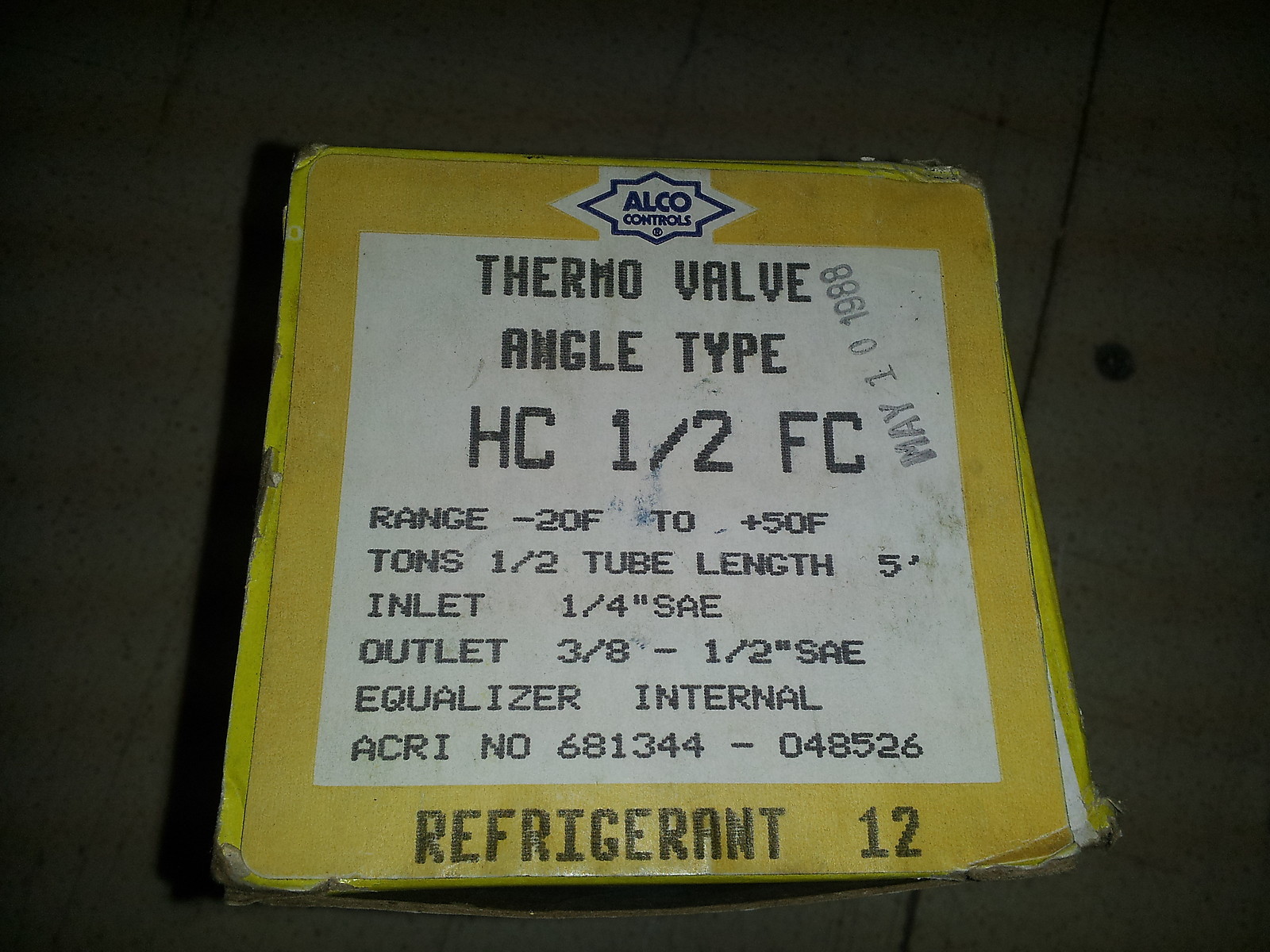 NOS Alco Thermal Expansion Valve HC 1/2 FC 5′ Tube 4820010509704