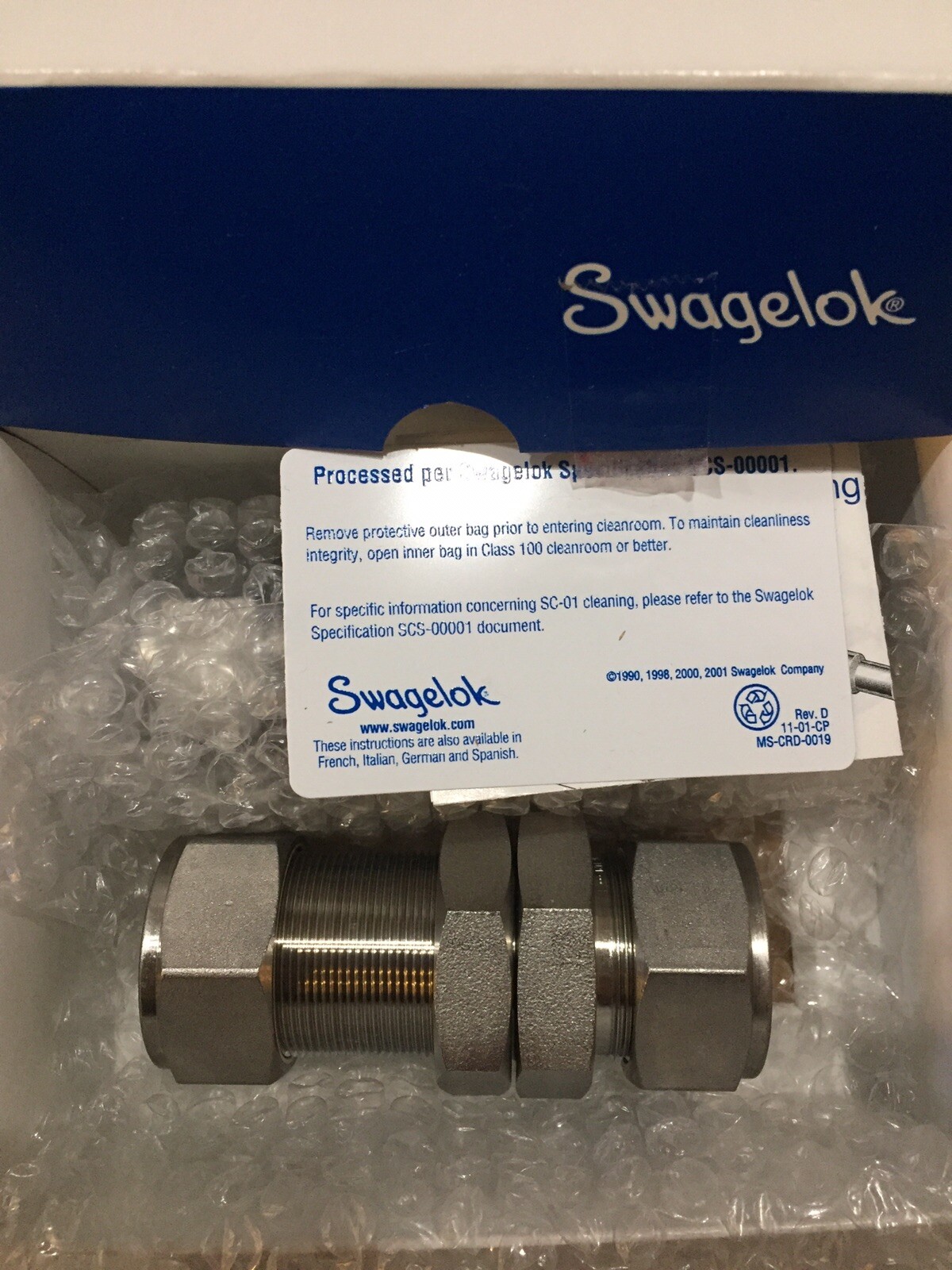 NEW SWAGELOK SS-1610-61 TUBE FITTING BULKHEAD UNION 1” TUBE OD.