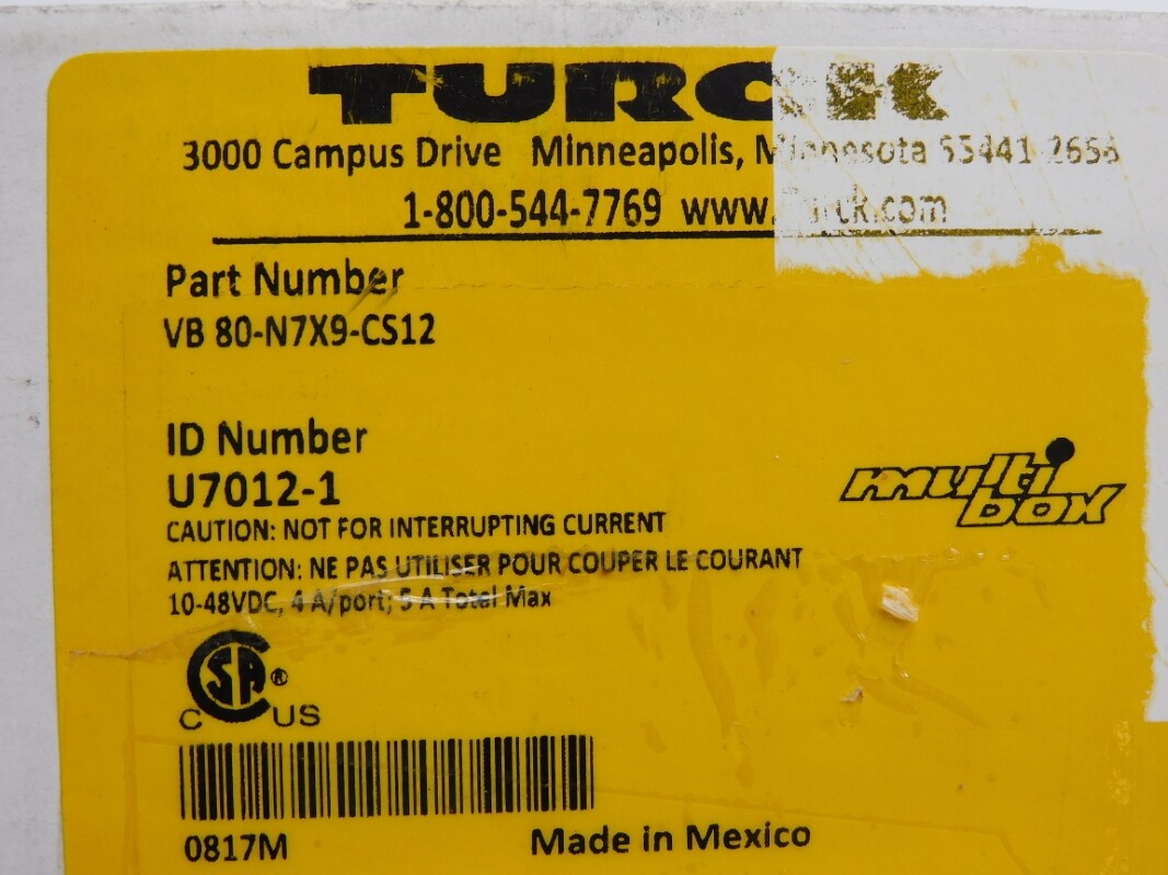 TURCK VB80-N7X9-CS12 U7012-1 10-48VDC 5A NSMP