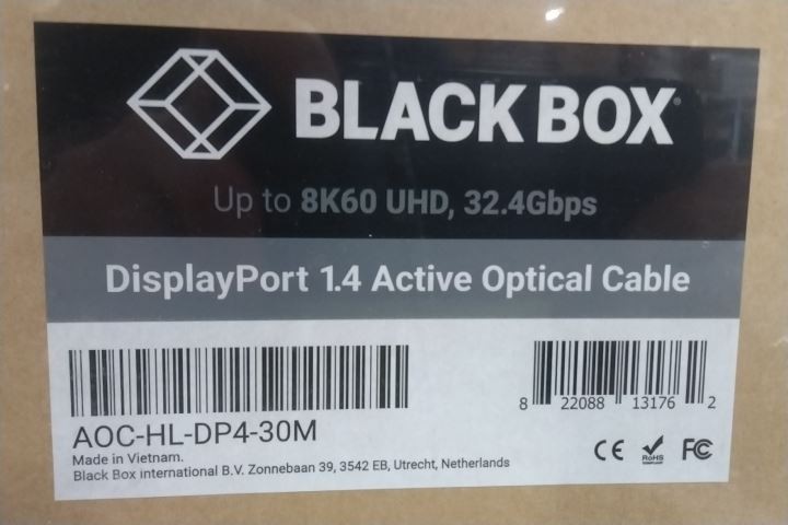 Black Box AOC-HL-DP4-30M DisplayPort 1.4 Active Optical Cable