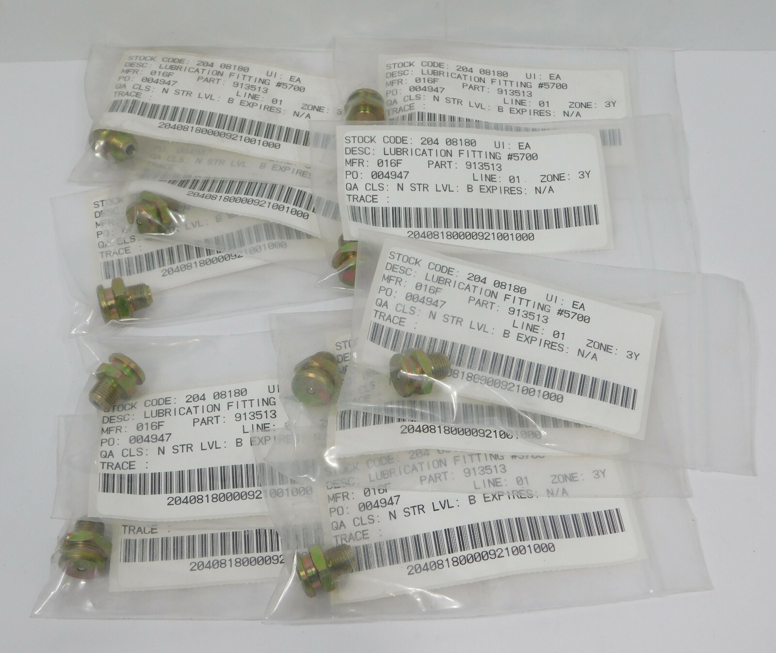 Lot of 10 Each 913513 Lubrication Fitting #5700 Button Head