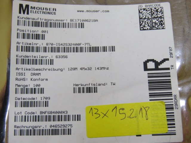 ISSI IS42S32400F-7TL Qty of 13 per Lot SDRAM Memory IC 128Mb (4M x 32) Parall