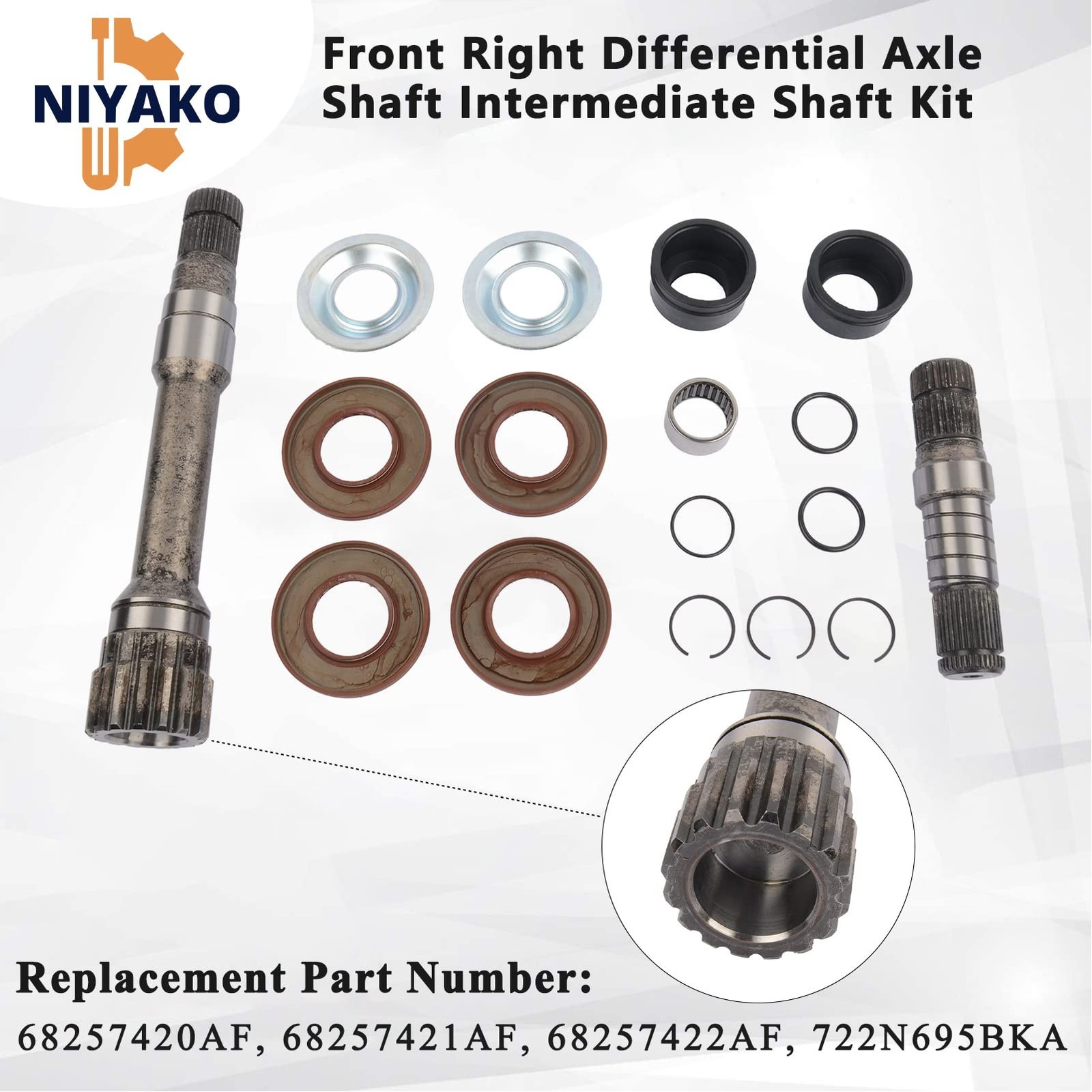 Front Right Intermediate Shaft Inner Shaft Kit Replacement# 68257420AF 682574…