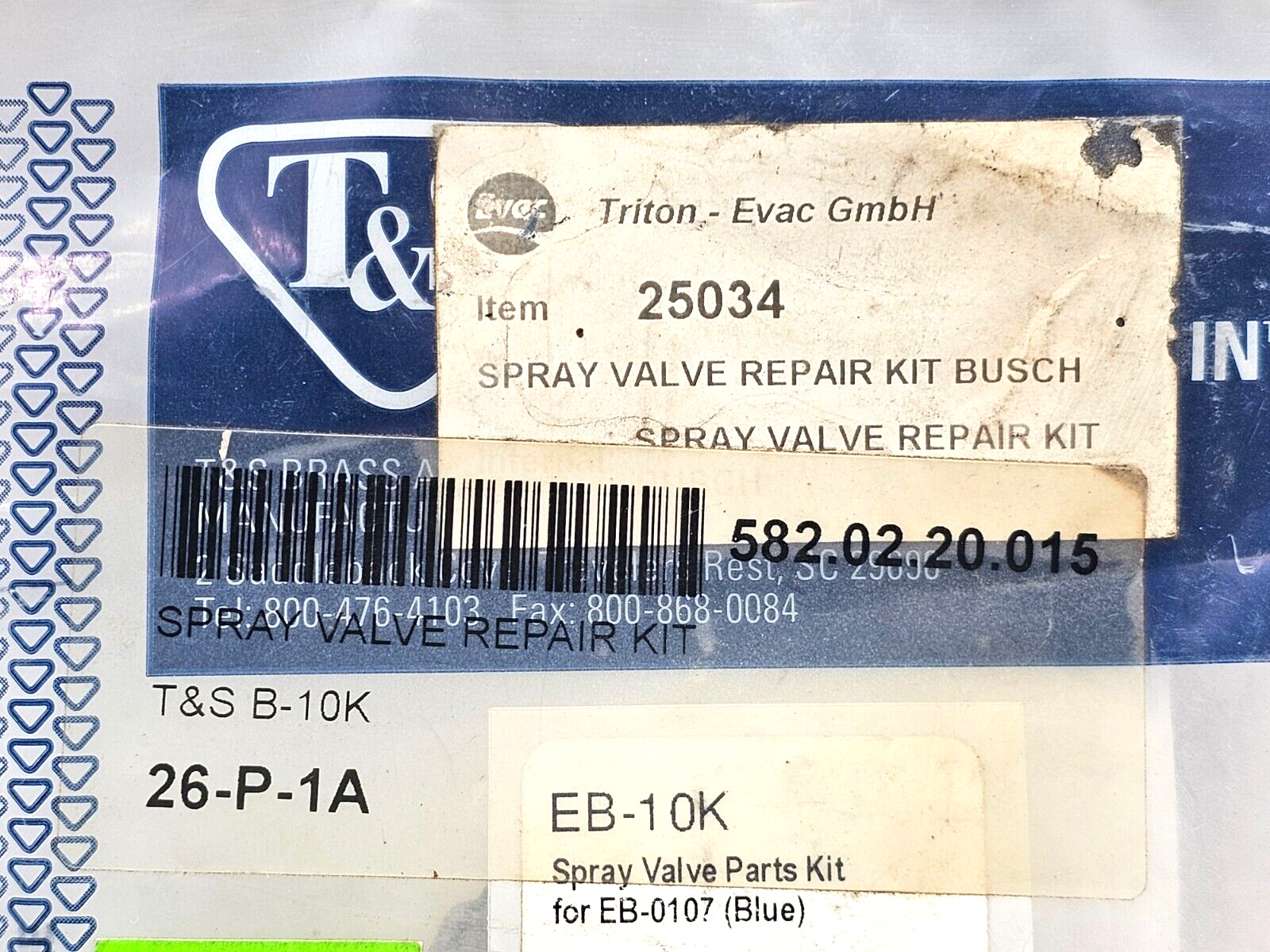 B-10K PARTS KIT FOR EB-0107 SPRAY VALVES T&S BRASS LOT OF 3