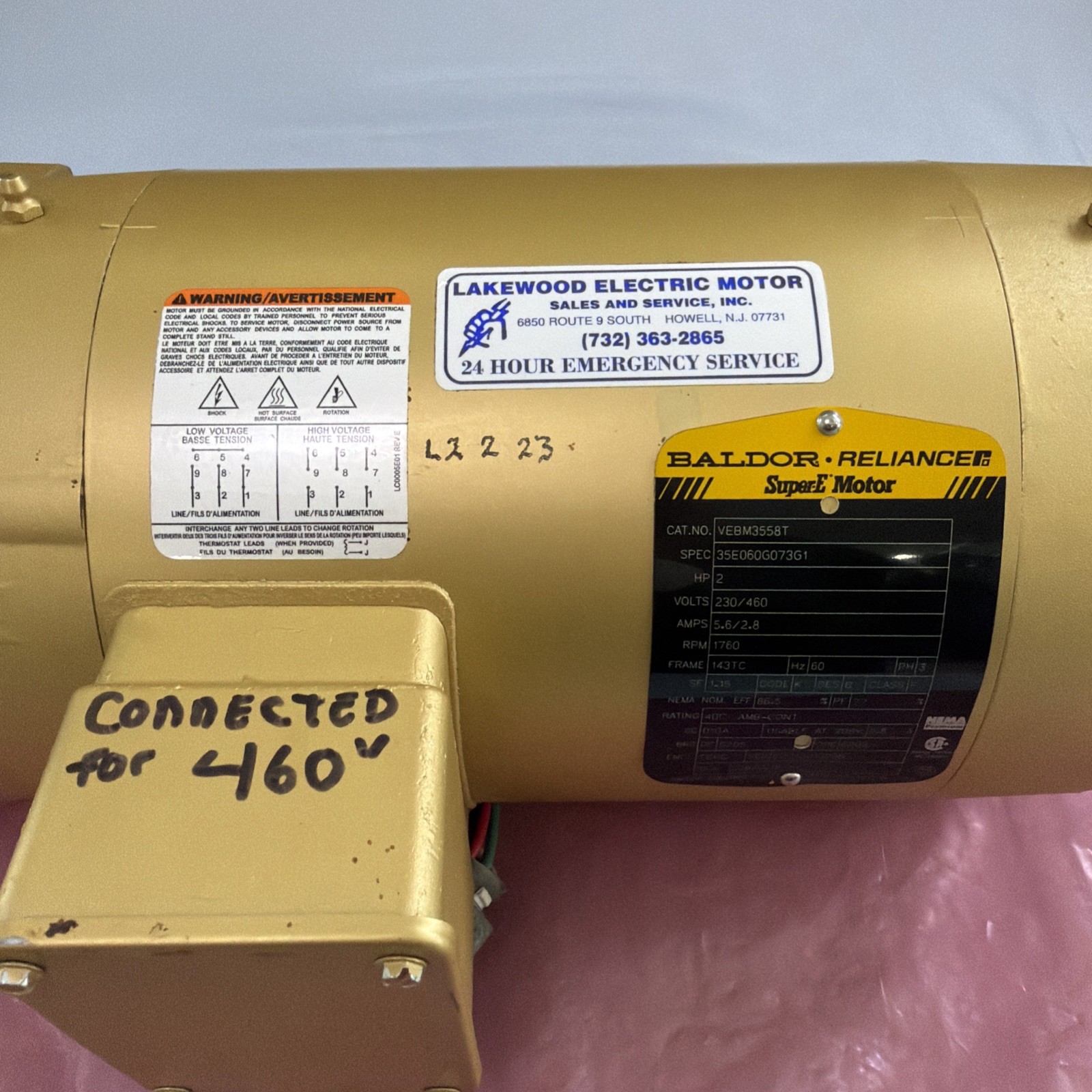 BALDOR VEBM3558T 35E060G073G1 105603100BQF 230/460V 5.6/2.8A NSNP