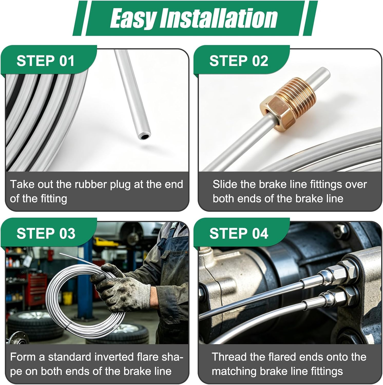 25Ft 3/16″ Upgraded Zinc Coated Steel Brake Line Tubing Kit, Robust Reliable Hyd