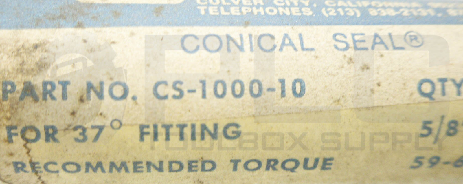 NEW VSI CS-1000-10 CONICAL SEALS FOR 37° FITTING, 5/8″ TUBING *QTY 25