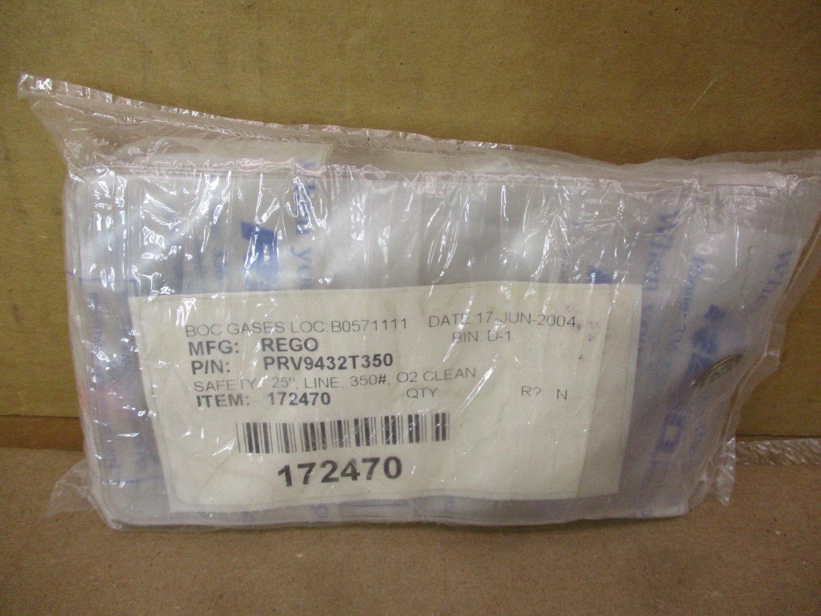New Lot of 6 Pcs REGO PRV9432T Safety, 25″, Line 350# O2 Clean 53124PRX