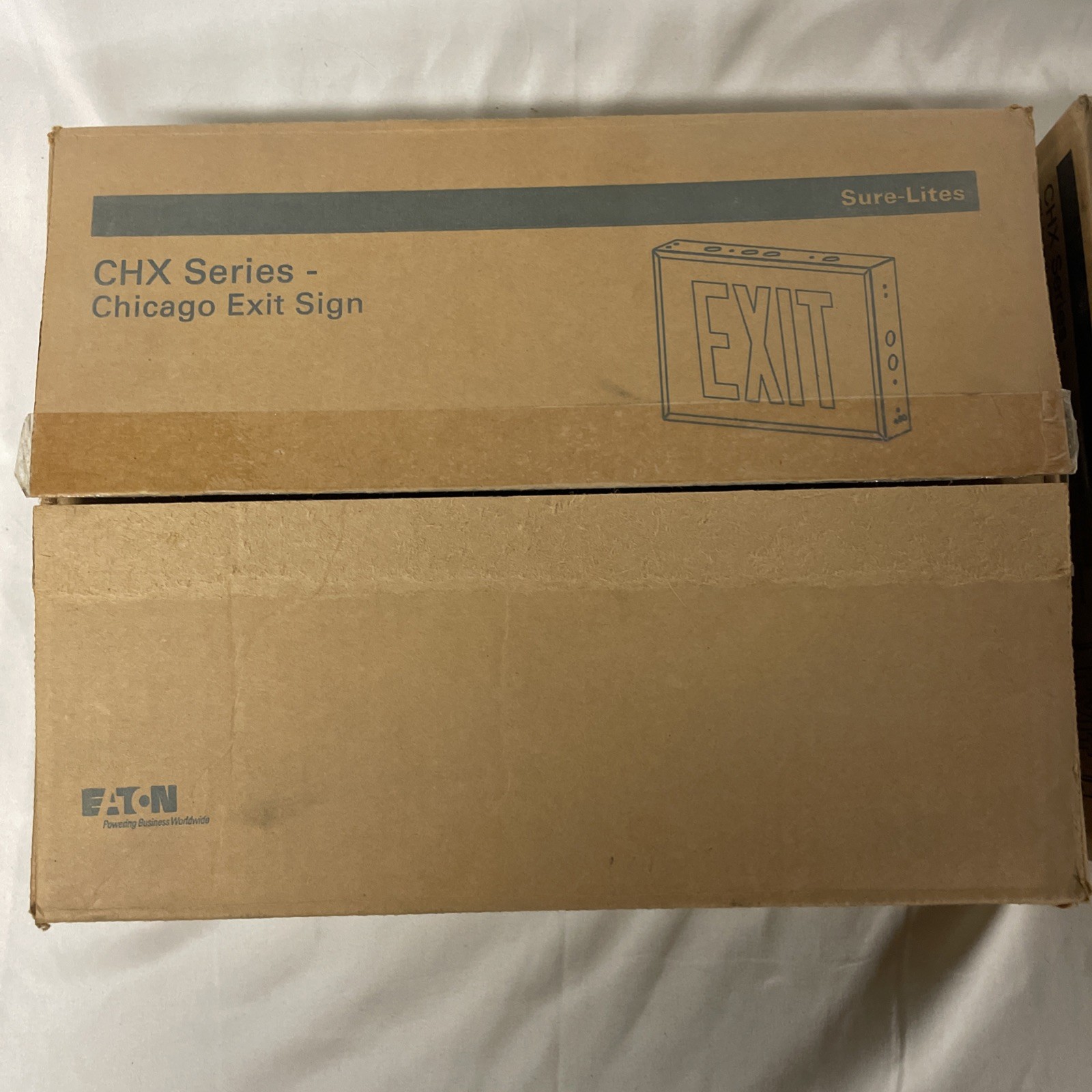 TWO SURE-LITES CHX71 LED EMERGENCY INTEGRATED EXIT SIGN