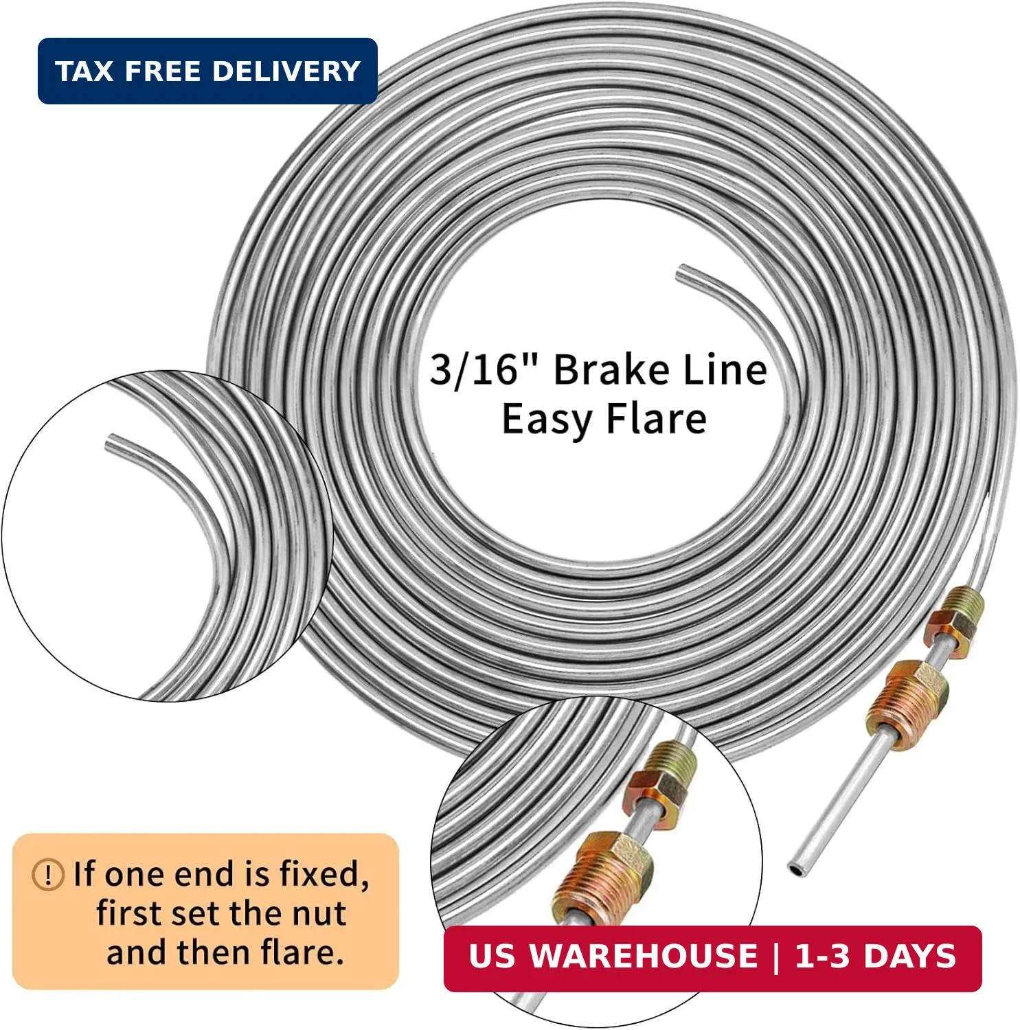 3/16 Stainless Steel Brake Line Kit 25FT Tubing Roll w/16 Fittings