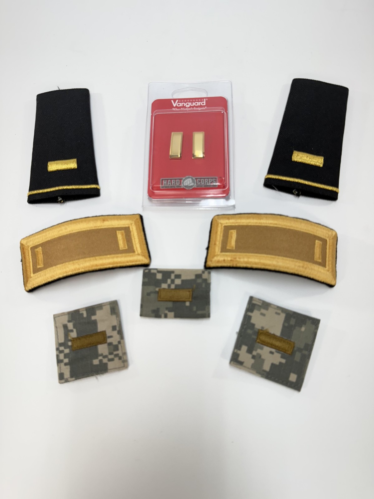 US Army 2nd Lieutenant Rank Insignia Patch Pin Lot Vanguard ACU Set Military Off