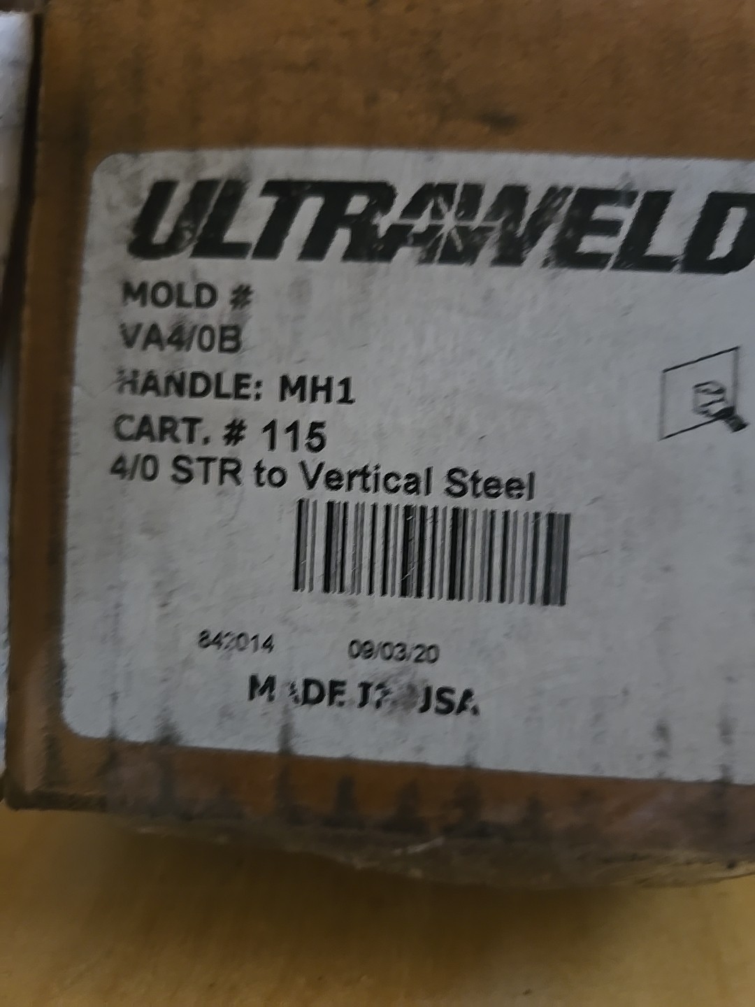 ULTRAWELD VA4/0B 4/0 STR TO VERTICAL STEEL.