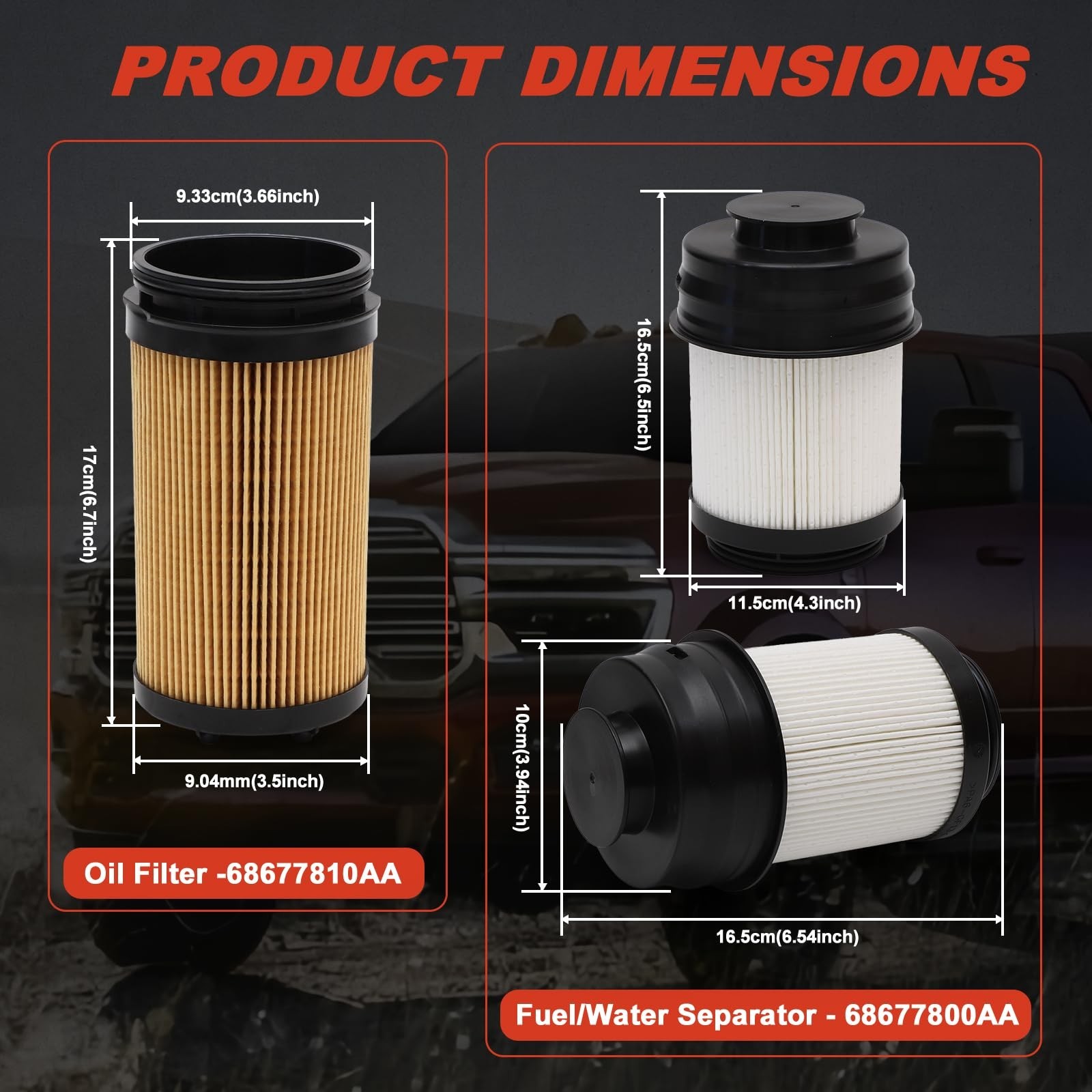 68677800AA Fuel Filter Water Separator | 68677810AA Oil Filter Set Replacemen…