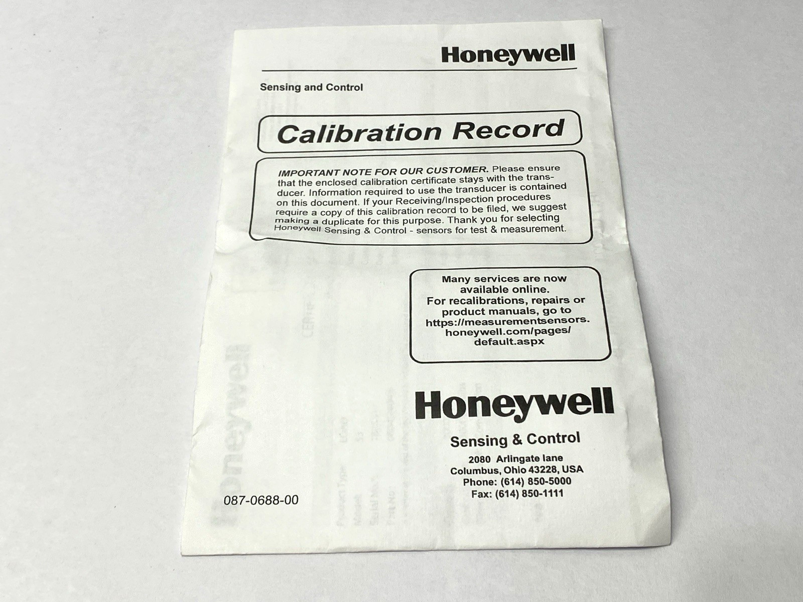 Honeywell AL131DR Load Cell Sensor