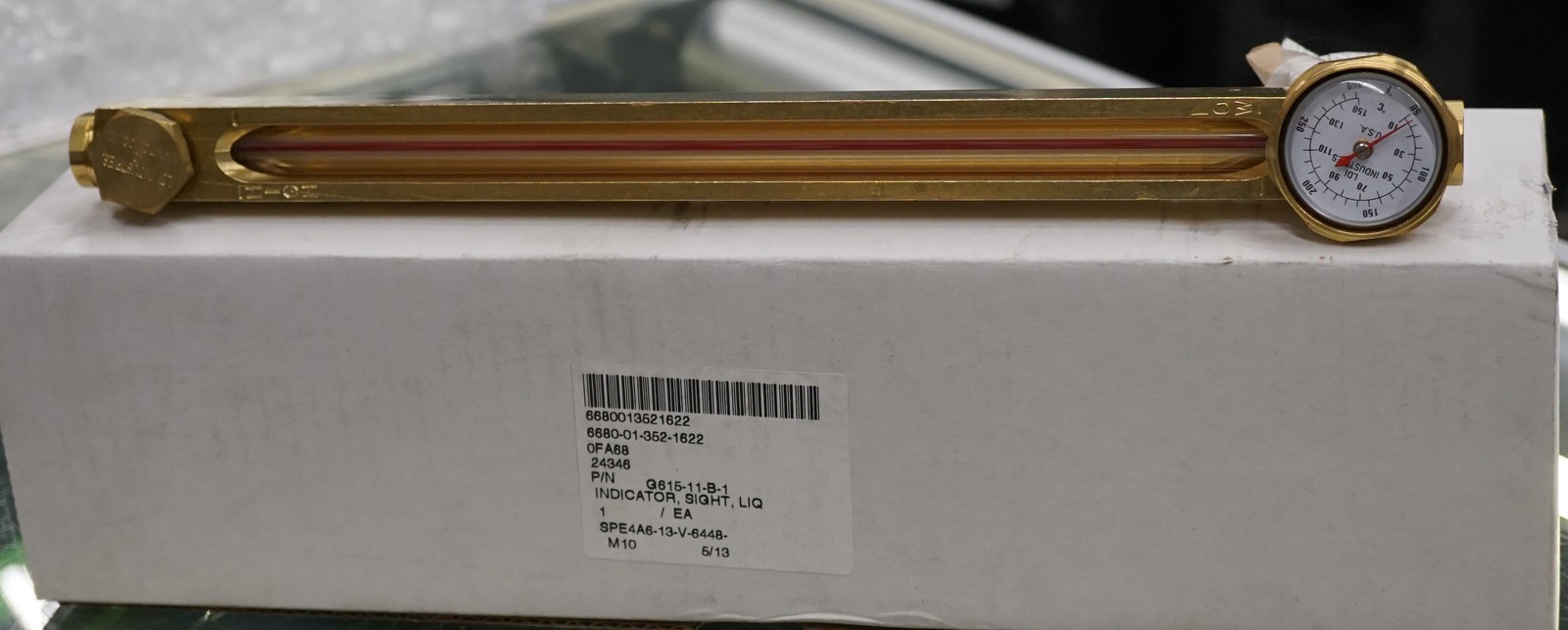 LDI INDUSTRIES G615-11-B-1 BRASS LIQUID THERMOMETER SIGHT INDICATOR GAGE 17388