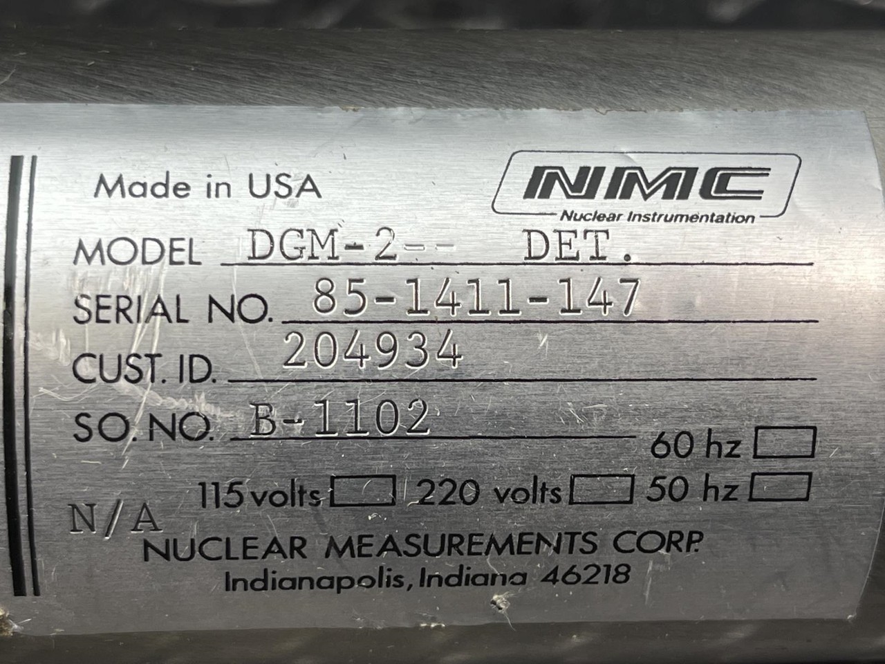 NMC DGM-2 Detector Nuclear Measurements Corp.