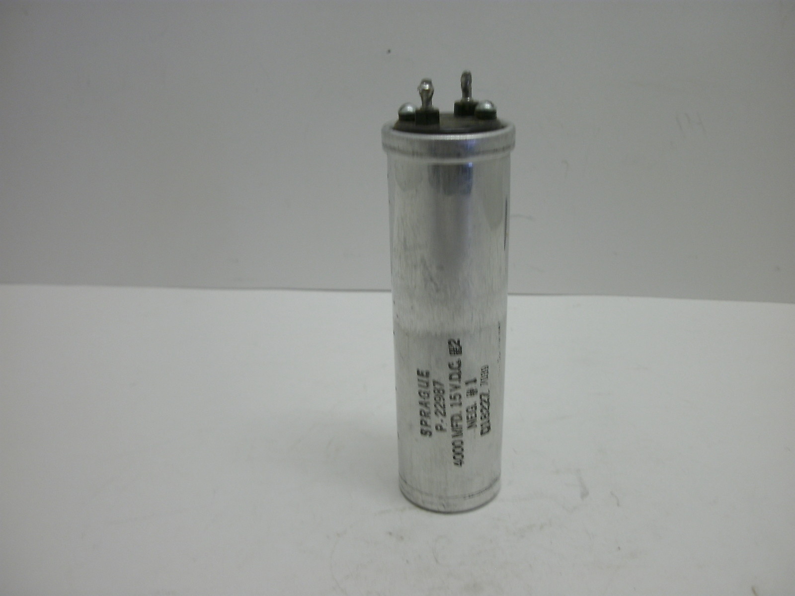 SPRAGUE P-22987 EXTRALYTIC CAPACITOR 4000 MFD 15 V.D.C. # 2 NEG. #1 D18822Z
